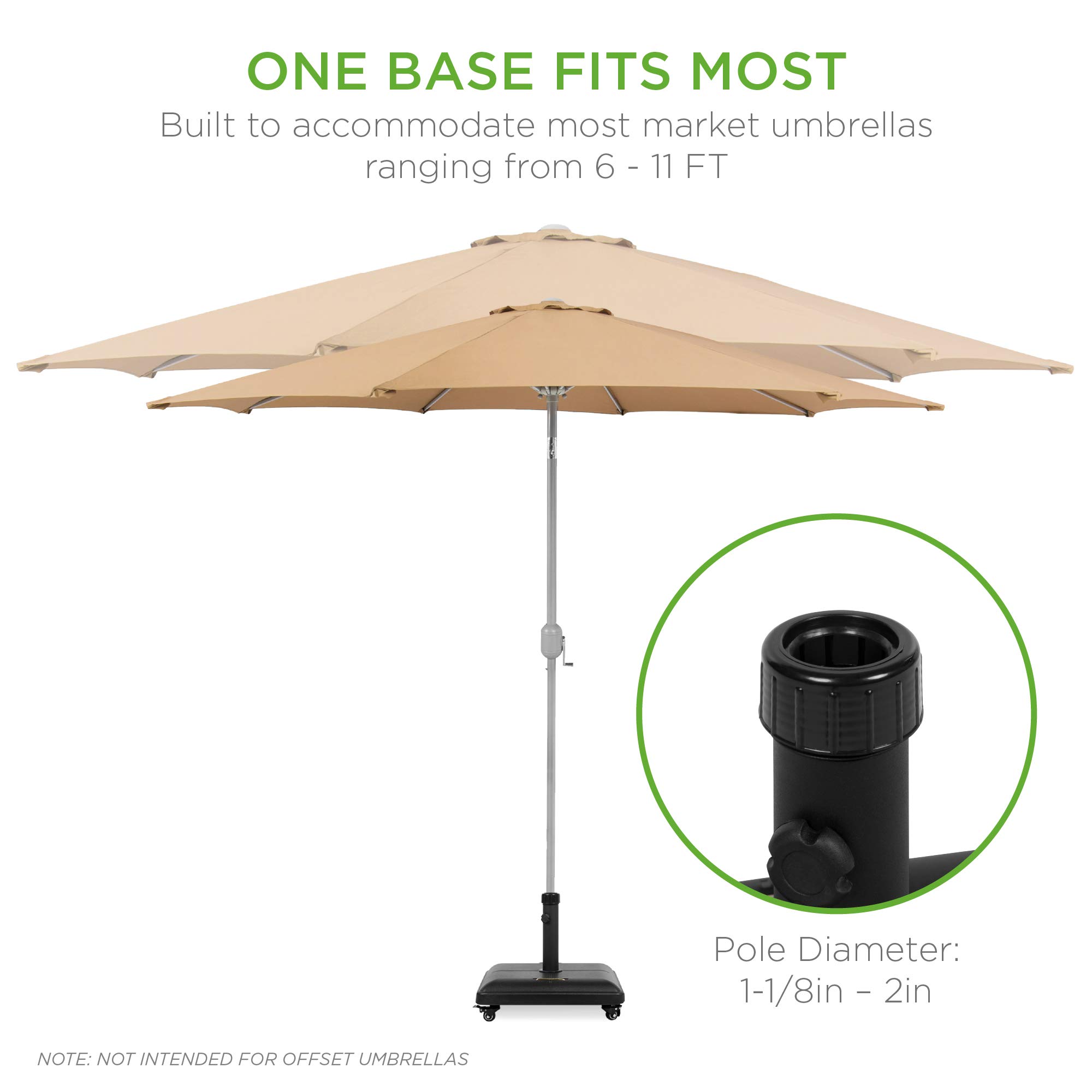 Best Choice Products 81-Pound Heavy Duty Square Concrete Outdoor Patio Umbrella Base Stand with Locking Wheels & Handles - Perfect for Poolside, Backyard, Deck, and Garden Use