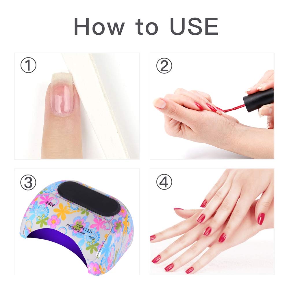 48W UV LED Nail Lamp Professional Manicure Pedicure Curing Light - Portable Nail Polish Dryer for DIY Gel Nails at Home - 3 Timer Settings, Fast Drying - Perfect for Home Salon, Nail Art Studio & Mobile Nail Technicians
