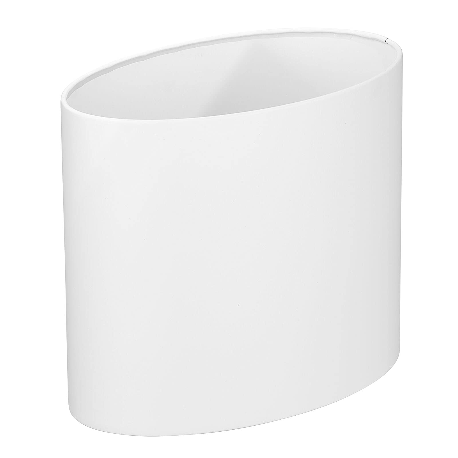 Stainless Steel Oval Trash Can - 7.9L/2.09G Bathroom & Kitchen Waste Bin | mDesign Mirri Collection White Garbage Can for Bedroom, Home Office | Durable Metal Recycling Bin for Home & Office Use