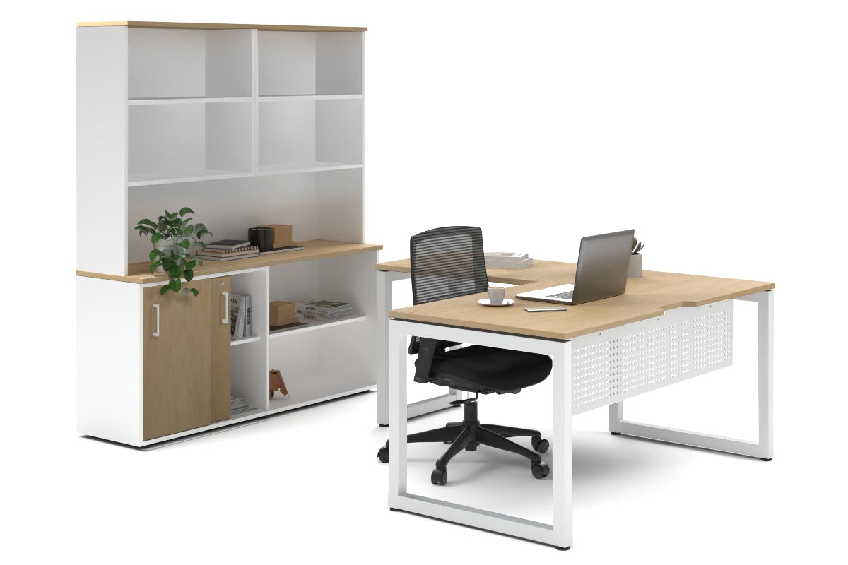 Quadro Loop Legs L-Shaped Executive Desk with White Legs [1800L x 1700W] - Perfect for Home Office, Conference Rooms & Modern Workspaces