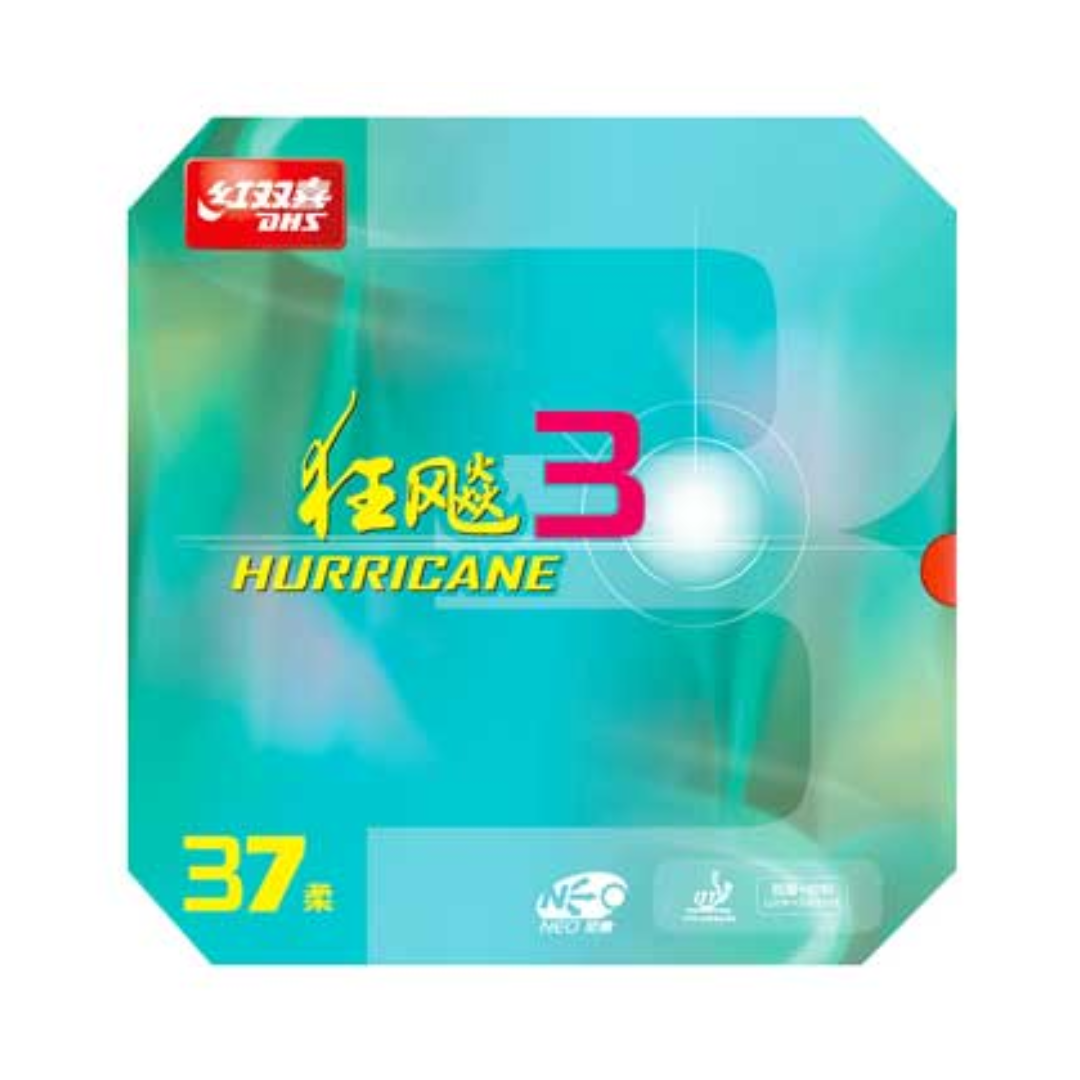 DHS Neo Hurricane 3 Table Tennis Rubber (37 Soft) - High Spin & Speed for Competitive Play - Perfect for Offensive Players & Tournament Matches