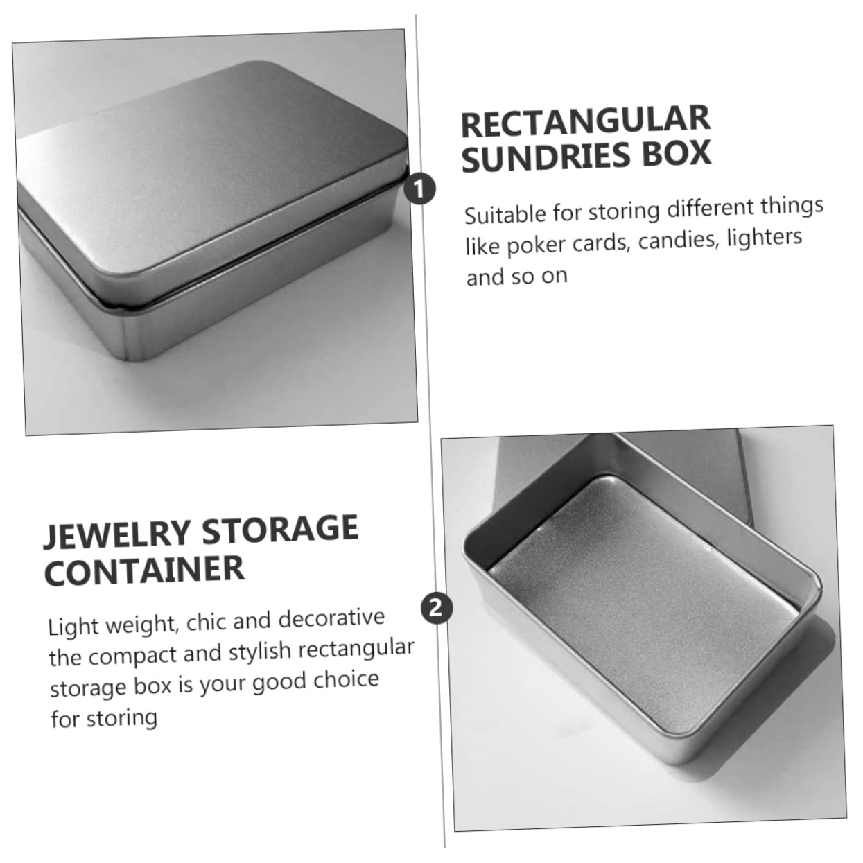 CIYODO Rectangle Tinplate Jewelry Box - Durable Storage Case for Cards, Jewelry & Small Items | Airtight Lid | Perfect for Travel, Gift Wrapping & Home Organization