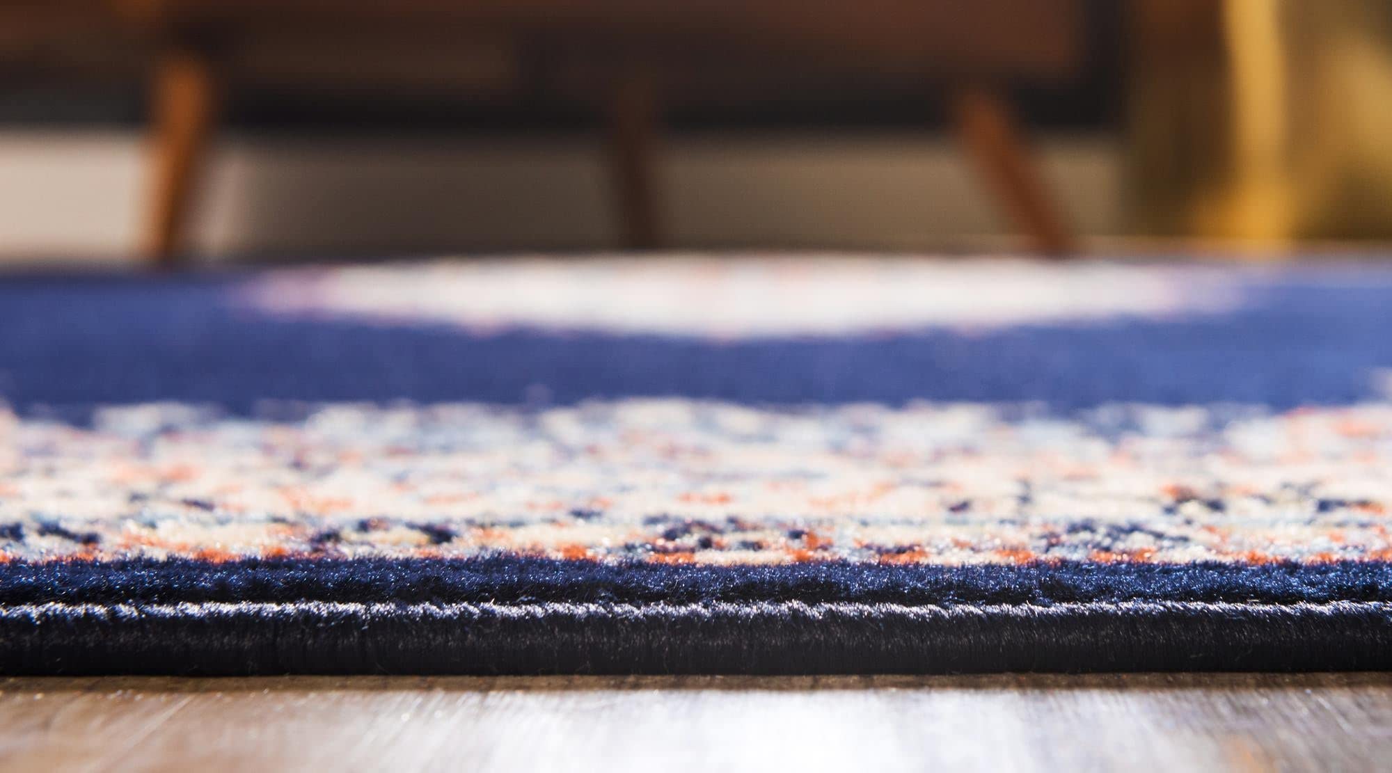 Amaya Collection 8 Ft Round Navy Blue Area Rug - Soft Medium Pile for Kitchens & Dining Rooms | Durable Floor Covering for High Traffic Areas & Home Decor
