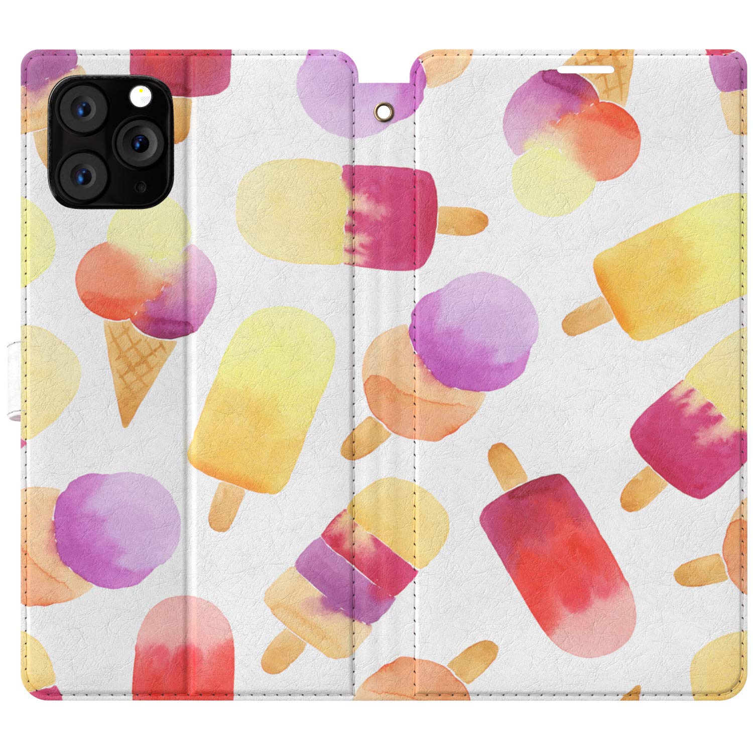 **iPhone Wallet Case - Slim Magnetic Folio Cover with Card Holder for iPhone 14 Pro Max/13 Mini/12/11/SE/Xr/Xs/8 Plus/7/6s - Lightweight PU Leather in Frozen Juice Pink & Ice-Cream Candy Colors | Perfect for Girls, Everyday Use & Travel**