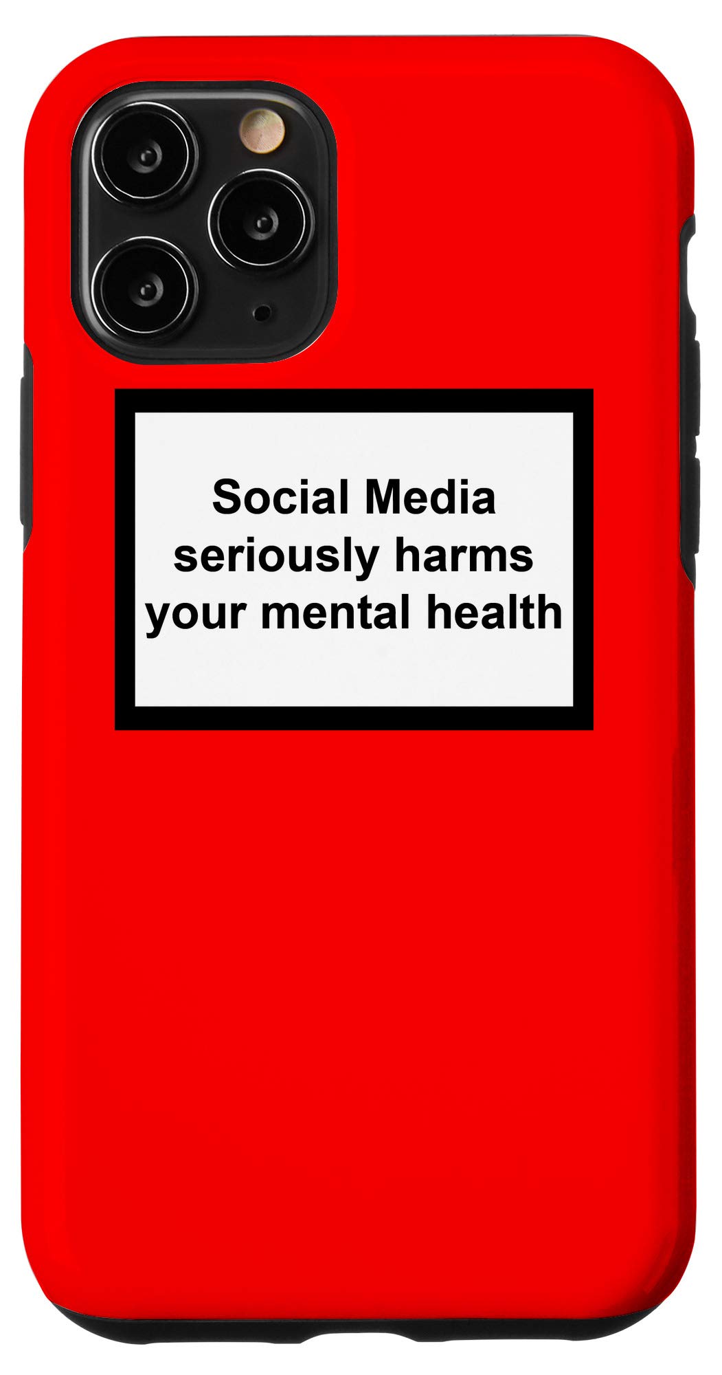 iPhone 11 Pro Case - Red Protective Cover with 'Social Media Harms Mental Health' Message | Durable Slim Fit for iPhone 11 Pro | Perfect for Daily Use, Work & Social Media Awareness