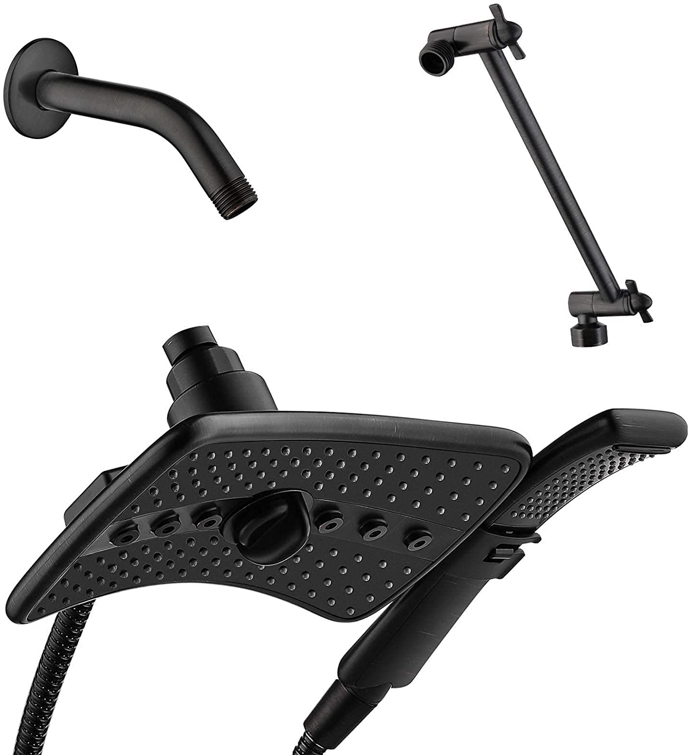 BRIGHT SHOWERS 4-Spray Shower Head Set - Oil Rubbed Bronze & Black Finish with 60
