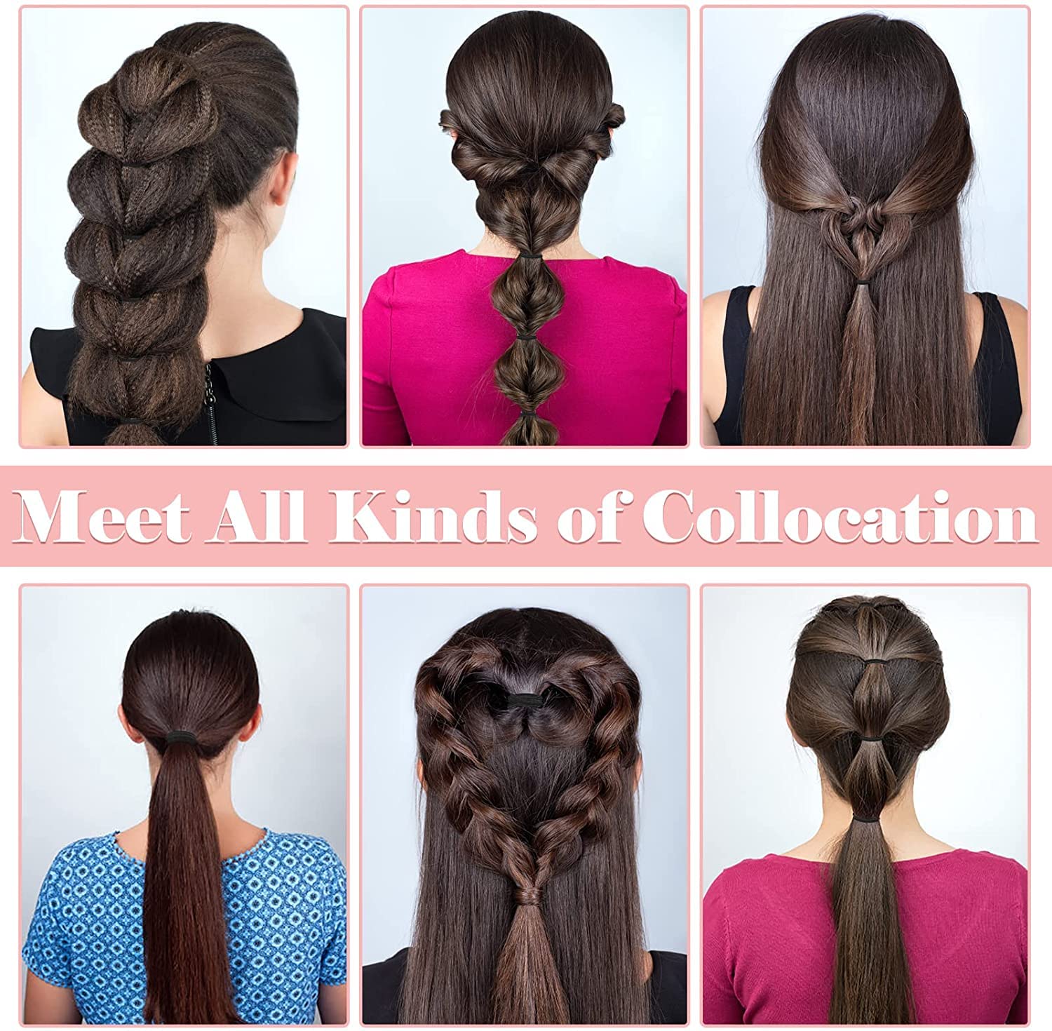 Nyamah Sales 50 PCS Black Hair Rubber Bands - No Snap Hair Ties for Braiding, Ponytails - Soft Elastic Hair Holders for Women, Kids & Baby Girls | Perfect for School, Work, Gym & Daily Styling