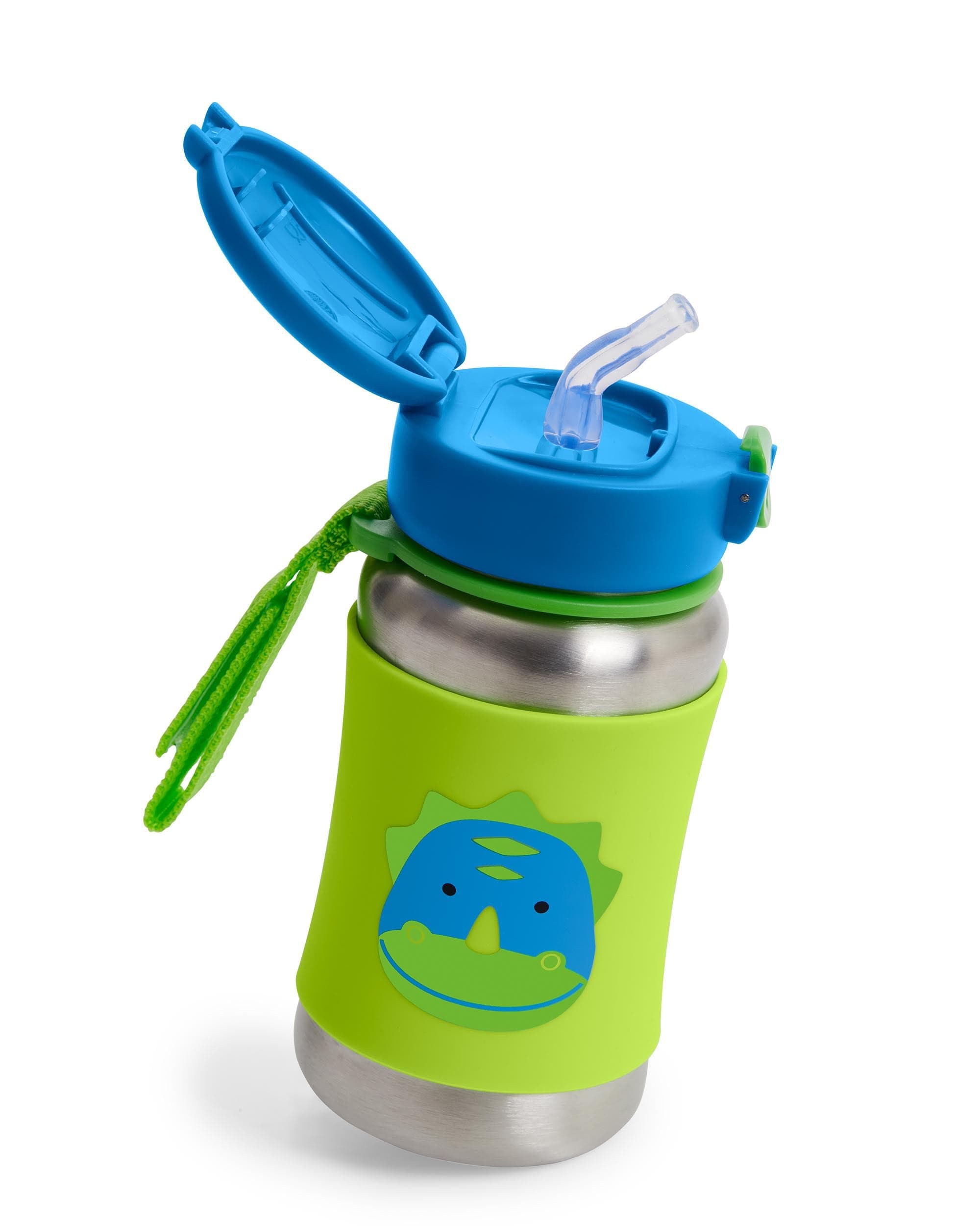 Skip Hop Zoo Stainless Steel Straw Bottle - Insulated Kids Water Bottle with Leak-Proof Lid, BPA-Free & Eco-Friendly - Perfect for School, Travel & Outdoor Activities