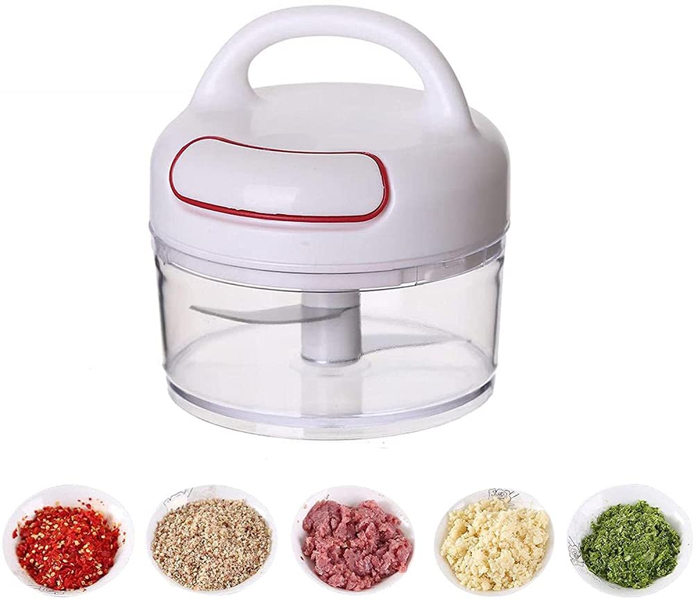 Manual Mini Garlic Press & Masher - Handheld Food Chopper & Grinder for Salad, Cooking & Kitchen - Perfect for Garlic, Herbs, Nuts & Spices