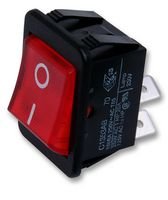 High Current Rocker Switch DPST 16A 250VAC Red - C1353AB0/1RED | Heavy Duty Electrical Switch for Industrial Equipment & Marine Applications