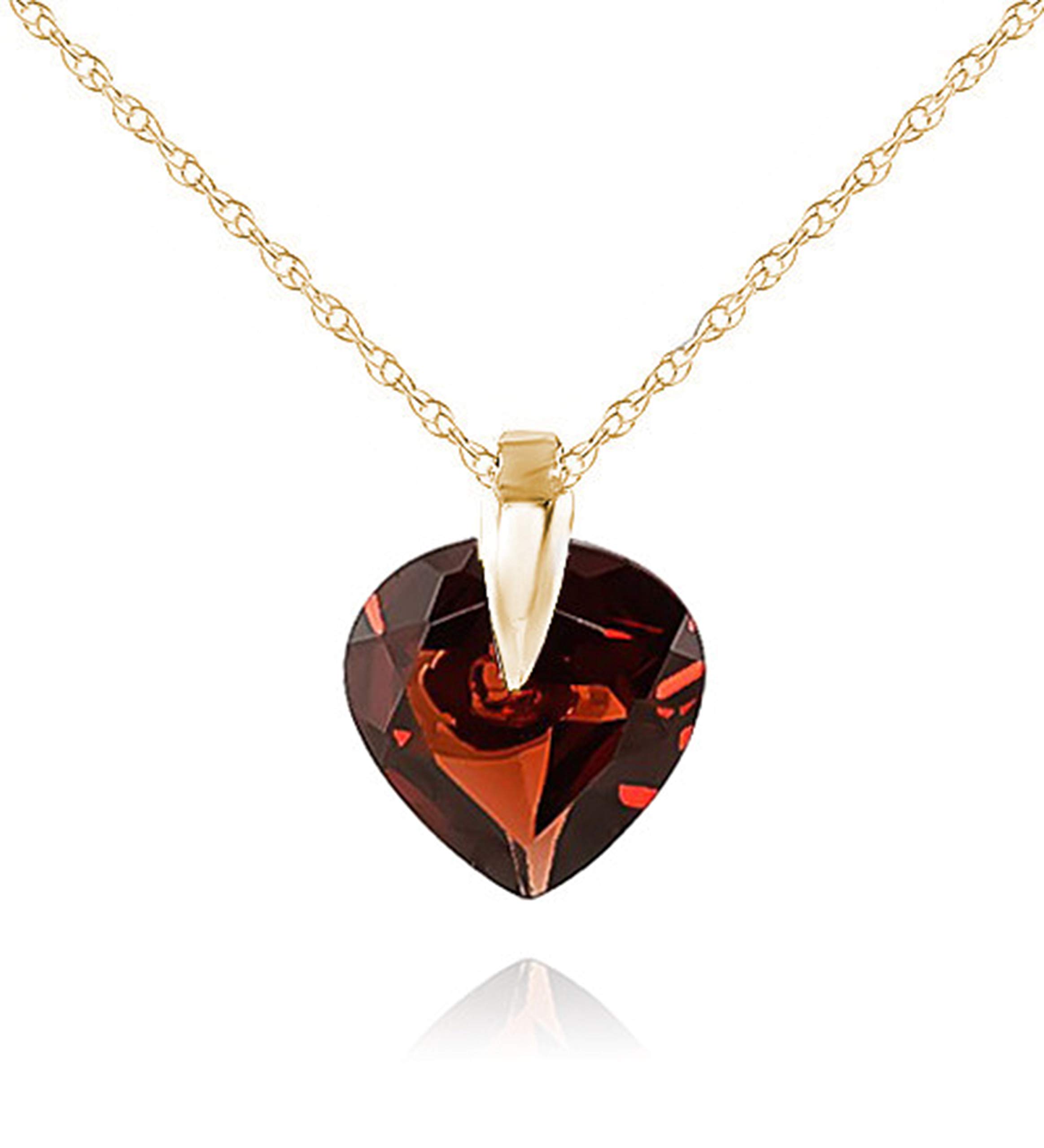 14K Solid Gold Necklace with Natural Garnet - Galaxy Gold GG Elegant Jewelry for Women | Perfect for Gifts, Anniversaries & Special Occasions