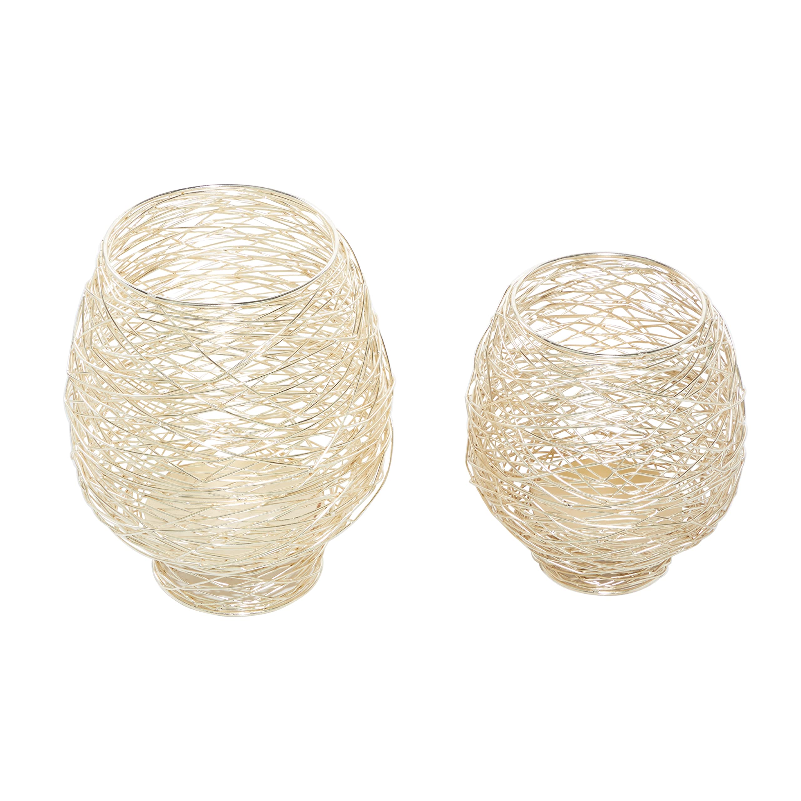 CosmoLiving by Cosmopolitan Gold Metal Candle Lantern Set of 2 - 13