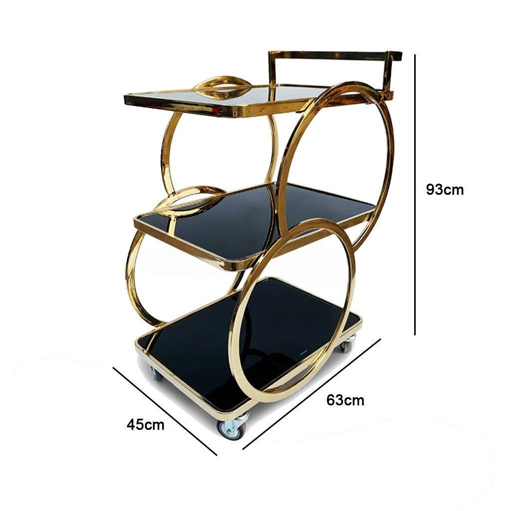 Collapsible Folding Wagon Cart with Wheels - 3-Tier Stainless Steel Kitchen Utility Cart, Home Bar Cart & Food Trolley (630x450x930mm) - Perfect for Kitchen Organization, Party Serving & Outdoor Picnics