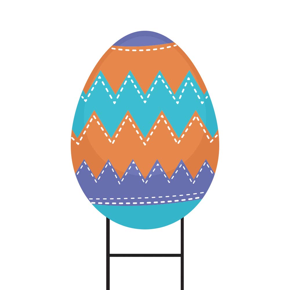 Easter Egg Yard Sign Decorations 18x24 Inch - Double Sided Coroplast Easter Home Decor with Metal H-Stake | Outdoor Easter Egg Sign for Yard, Garden & Spring Party Decorations | VP551
