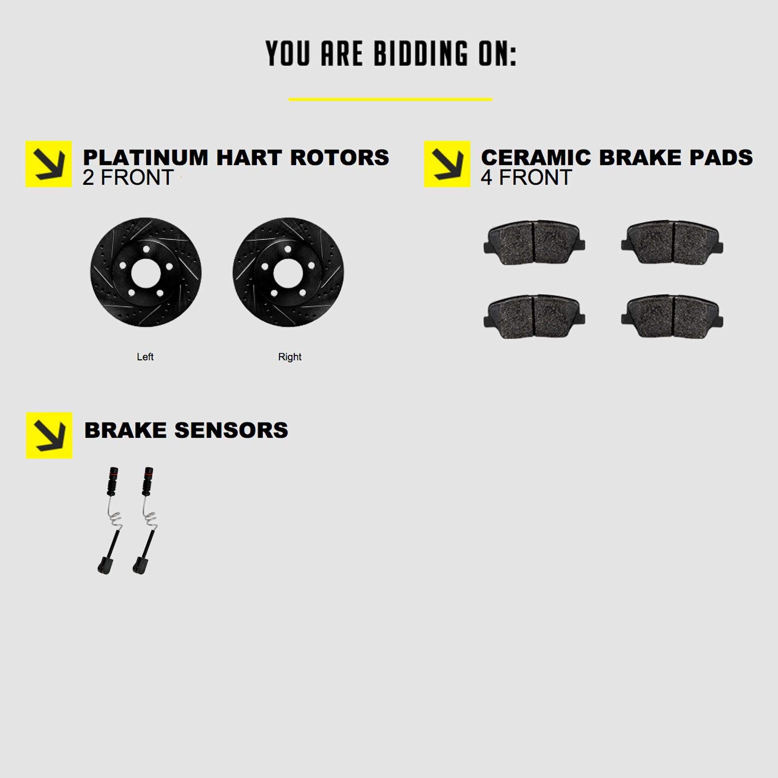Premium Hart Brakes Front Brake Pads and Rotors Kit - Ceramic Brake Pads & Rotors Set BHCF.35231.02 | Smooth Stopping Power for Cars, Trucks & SUVs | Perfect for Daily Commuting & Highway Driving