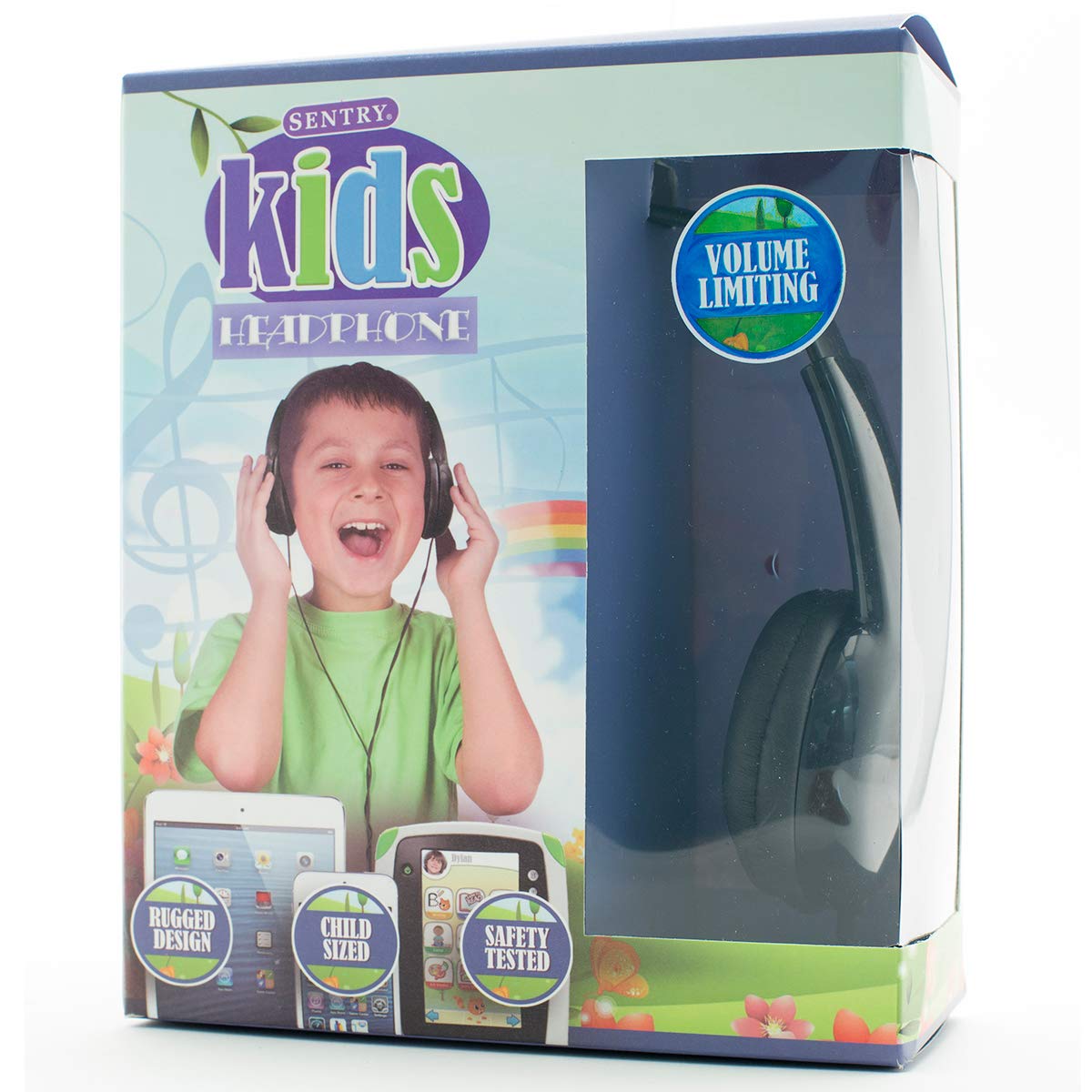 Sentry Kids Volume Limiting Headphones - Safe Noise Reduction Earphones for Children (Black, One Size) - Perfect for School, Travel & Learning Activities