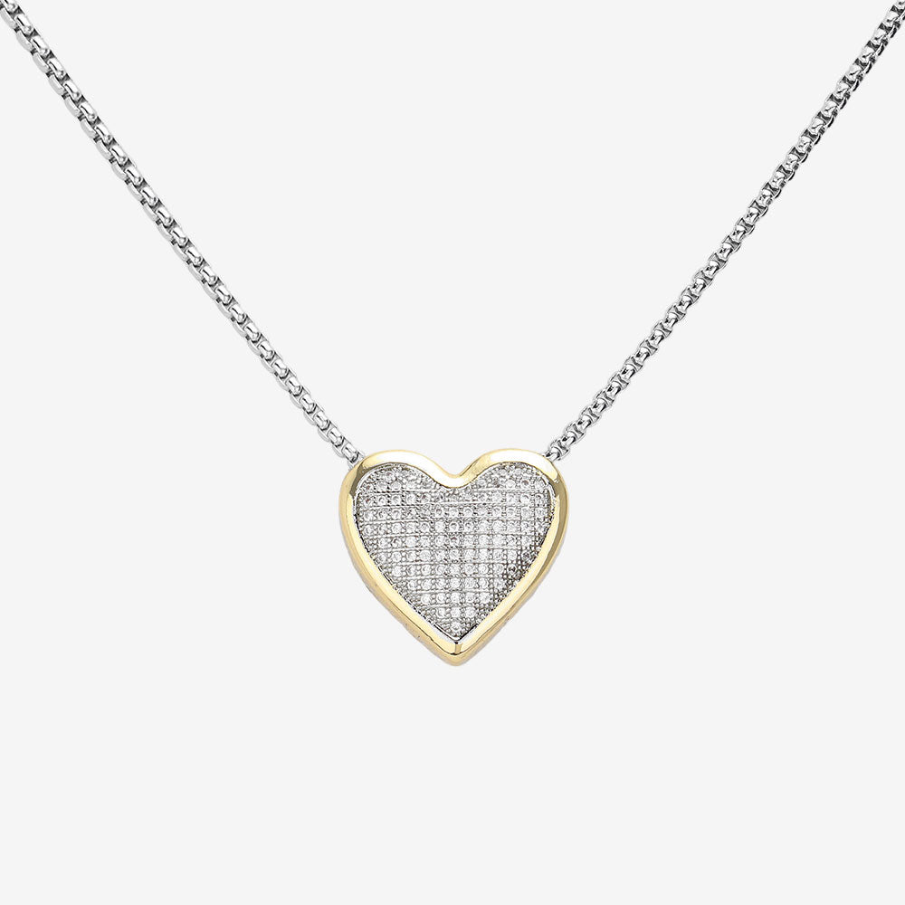 14K Gold Plated Cubic Zirconia Heart Pendant Necklace for Women - Elegant Valentine's Day Gift, Anniversary Jewelry for Her, Romantic Date Night Accessory