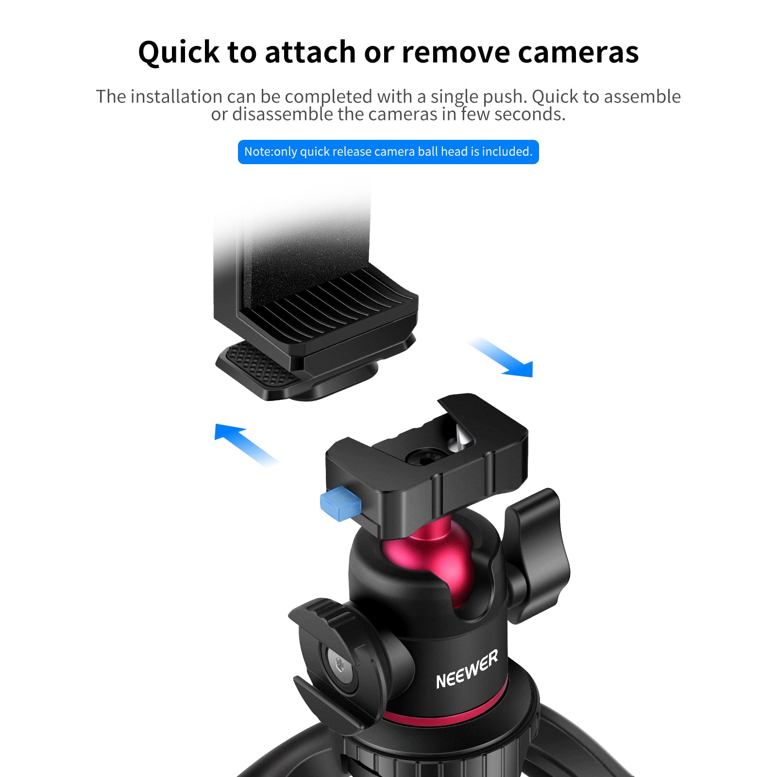 NEEWER ST32 Quick Release Camera Ball Head with 360° Panoramic Rotation - Perfect for DSLR, Mirrorless Cameras, and Video Shooting - Ideal for Travel, Vlogging, and Photography