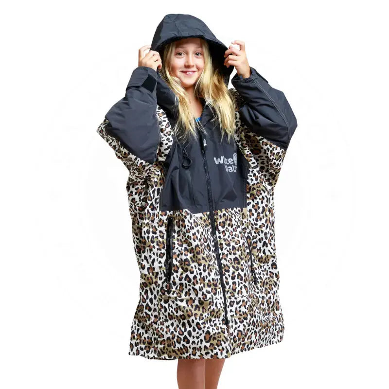 Kids Pool Swimming Robe - Leopard Print Unisex Hooded Bathrobe for Boys & Girls | Quick Dry Towel Cover-Up for Beach, Pool & After Swim