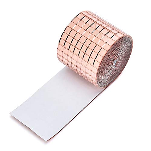 Self-Adhesive Mini Square Mirror Mosaic Tiles - 5x5mm Rose Gold Glass Stickers for DIY Crafts, Home Decor, Ballroom & Party Decoration - Perfect for Wall Art, Gift Wrapping & Scrapbooking Projects