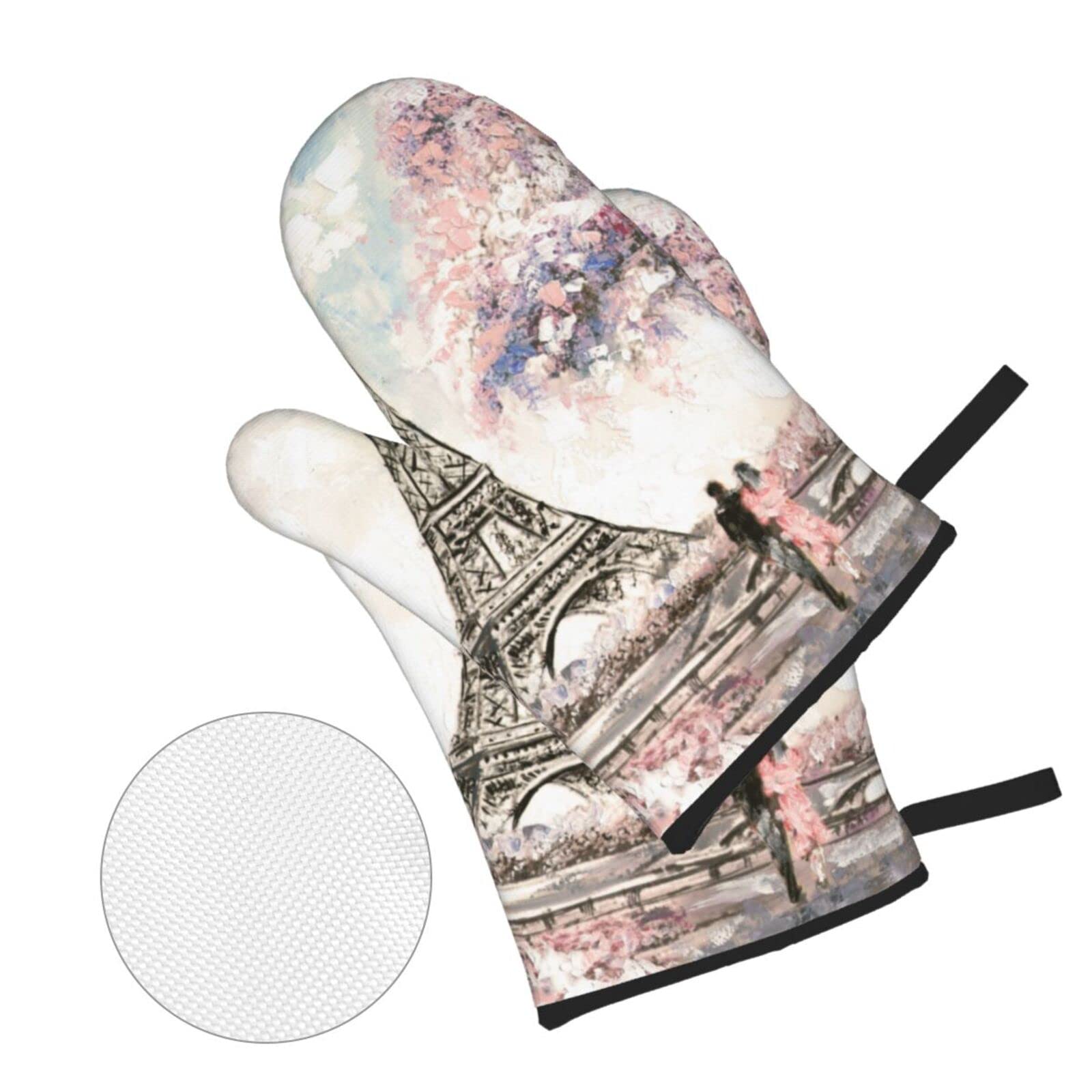 Paris Eiffel Tower Oven Mitts & Pot Holders Set of 4 - Heat Resistant Kitchen Gloves for Cooking, Baking, Grilling & BBQ - Perfect for French-Themed Kitchens & Gift Giving