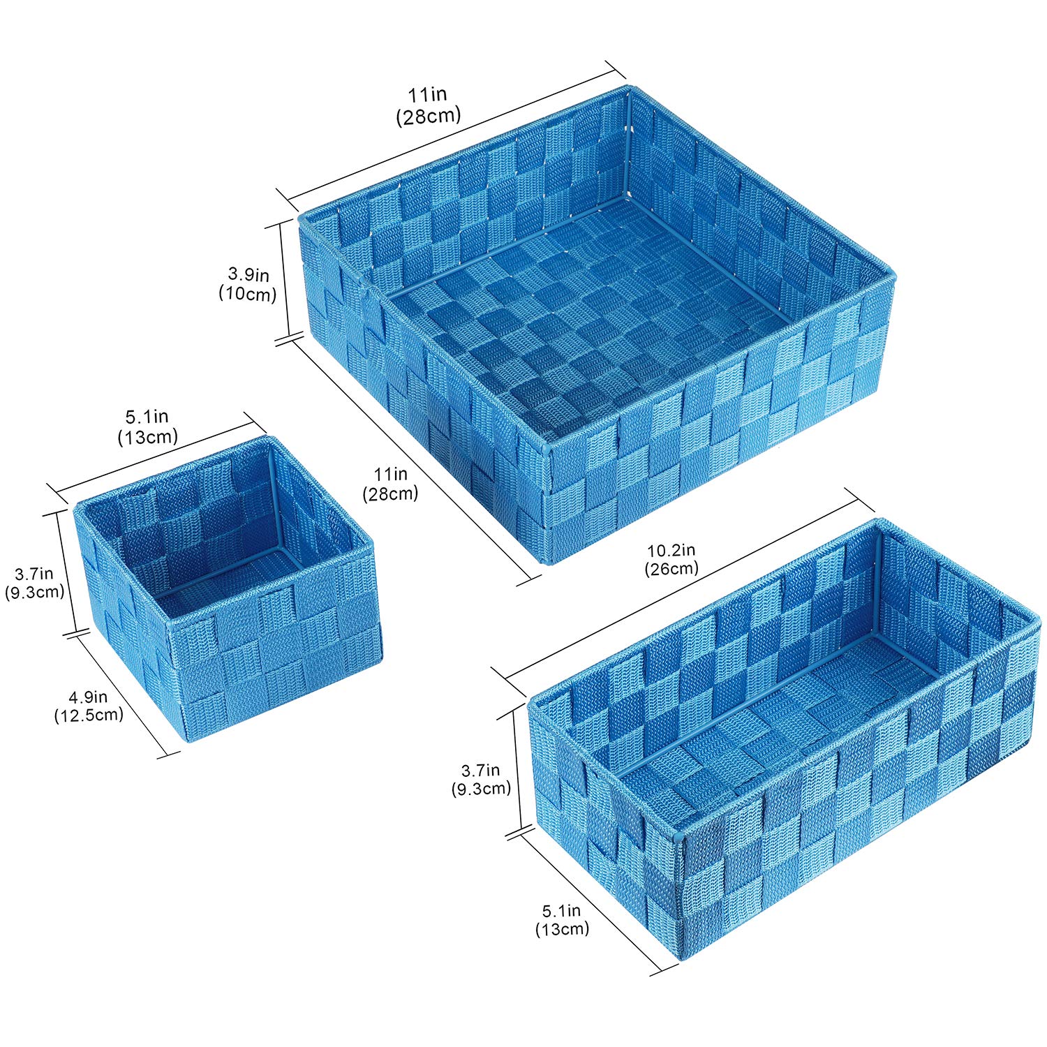 Posprica 4-Pack Woven Storage Baskets - Small Black Cube Organizer Bins for Drawer, Closet, Shelf & Dresser Organization | Space-Saving Home & Office Storage Solutions (Navy)