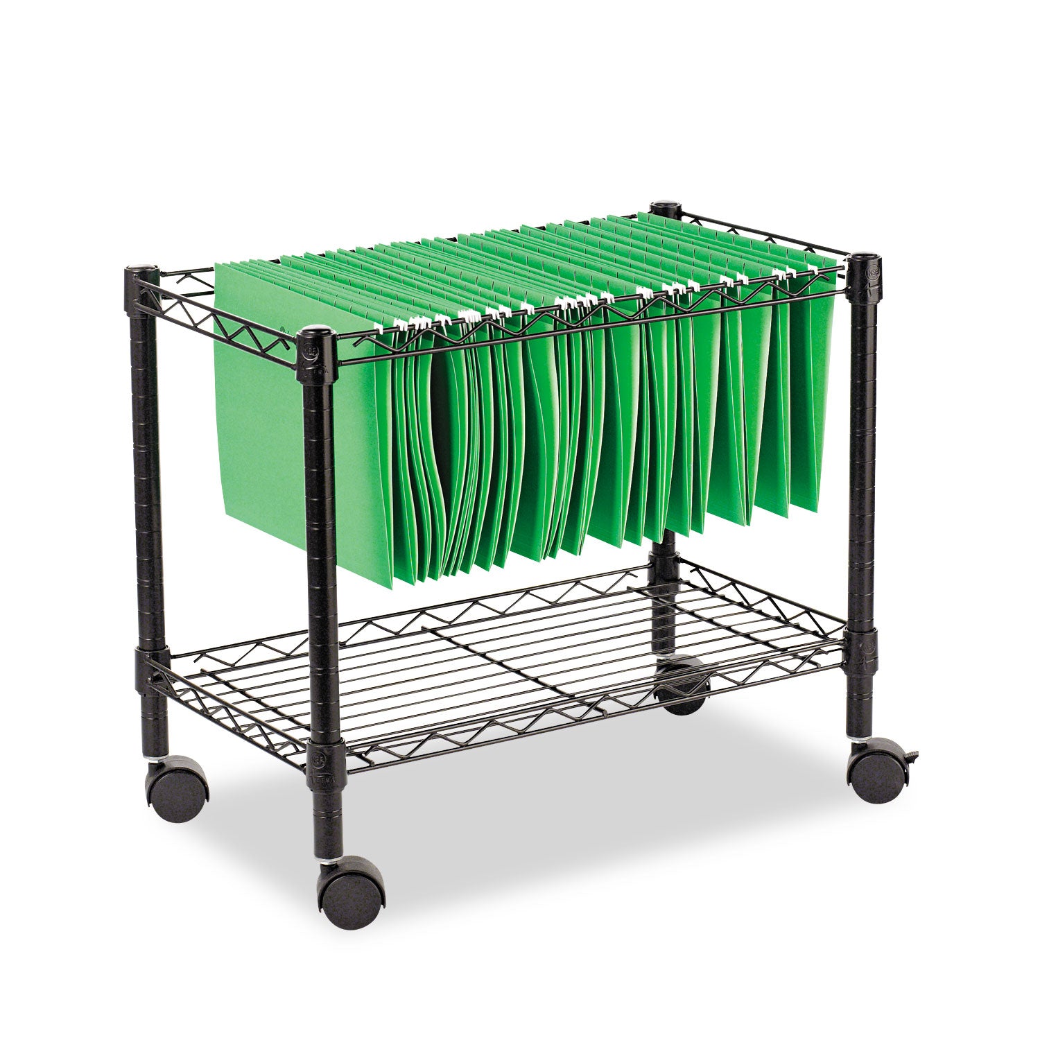 Alera® One Tier Metal File Cart with 1 Shelf & 1 Bin - 24