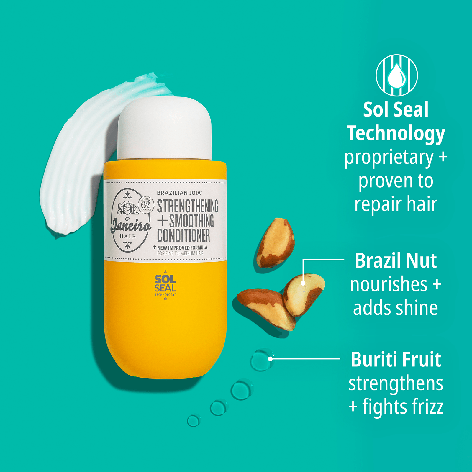 Brazilian Joia™ Hair Strengthening & Smoothing Conditioner for Damaged Hair - Deep Moisturizing & Repair Treatment for Dry, Frizzy Hair - Perfect for Daily Use & Salon-Quality Results