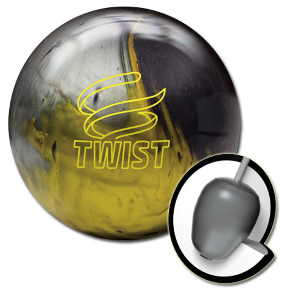 Brunswick Twist Bowling Ball - Black, Gold, Silver | High Performance for Strikes & Spares | Perfect for League Play & Casual Bowling