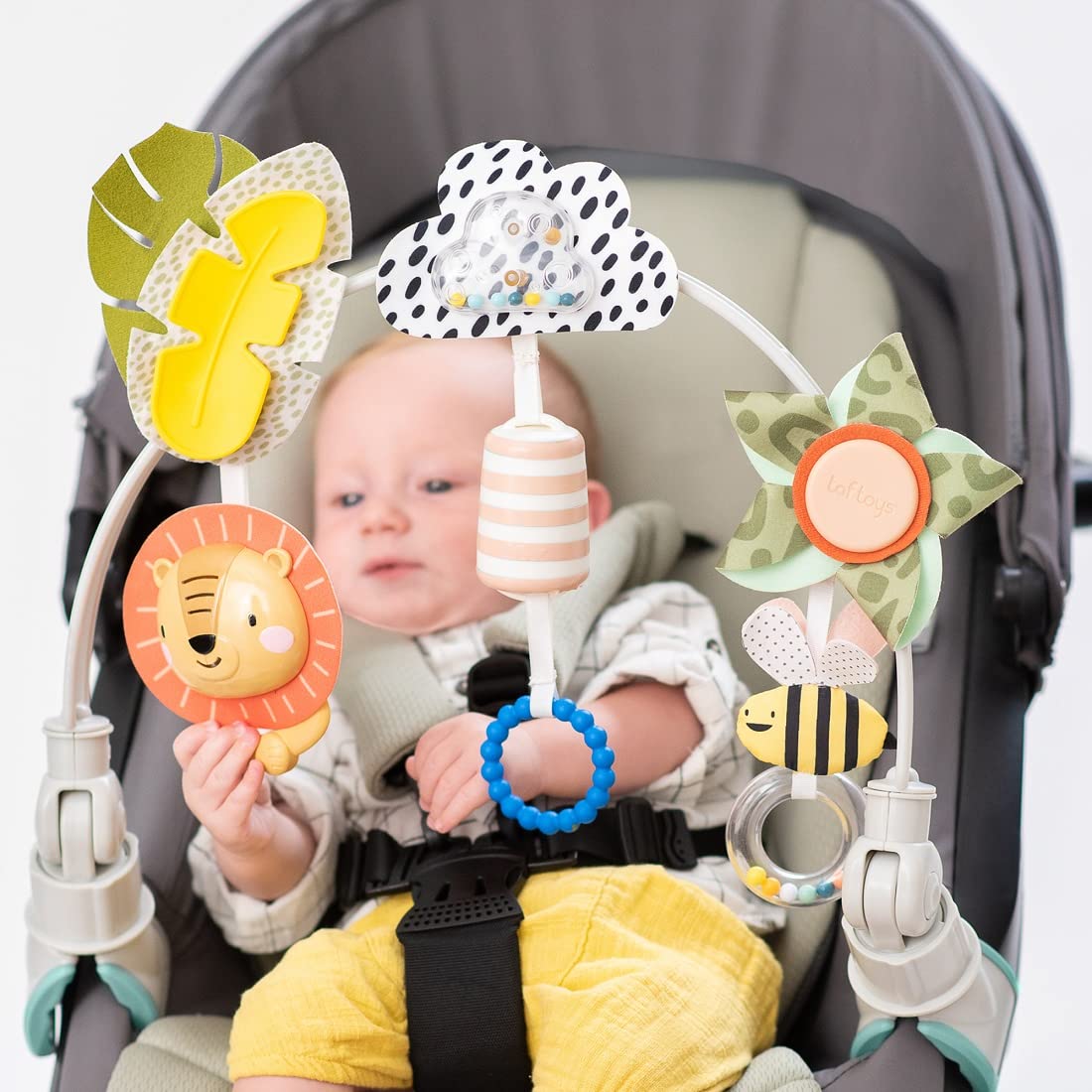 Taf Toys Savannah Adventures Baby Activity Arch with Sensory Toys for Newborns 3-6 Months - Stimulates Motor Skills & Sensory Development - Perfect for Strollers, Bassinets, and Cribs - Ideal for Tummy Time & Early Learning Play
