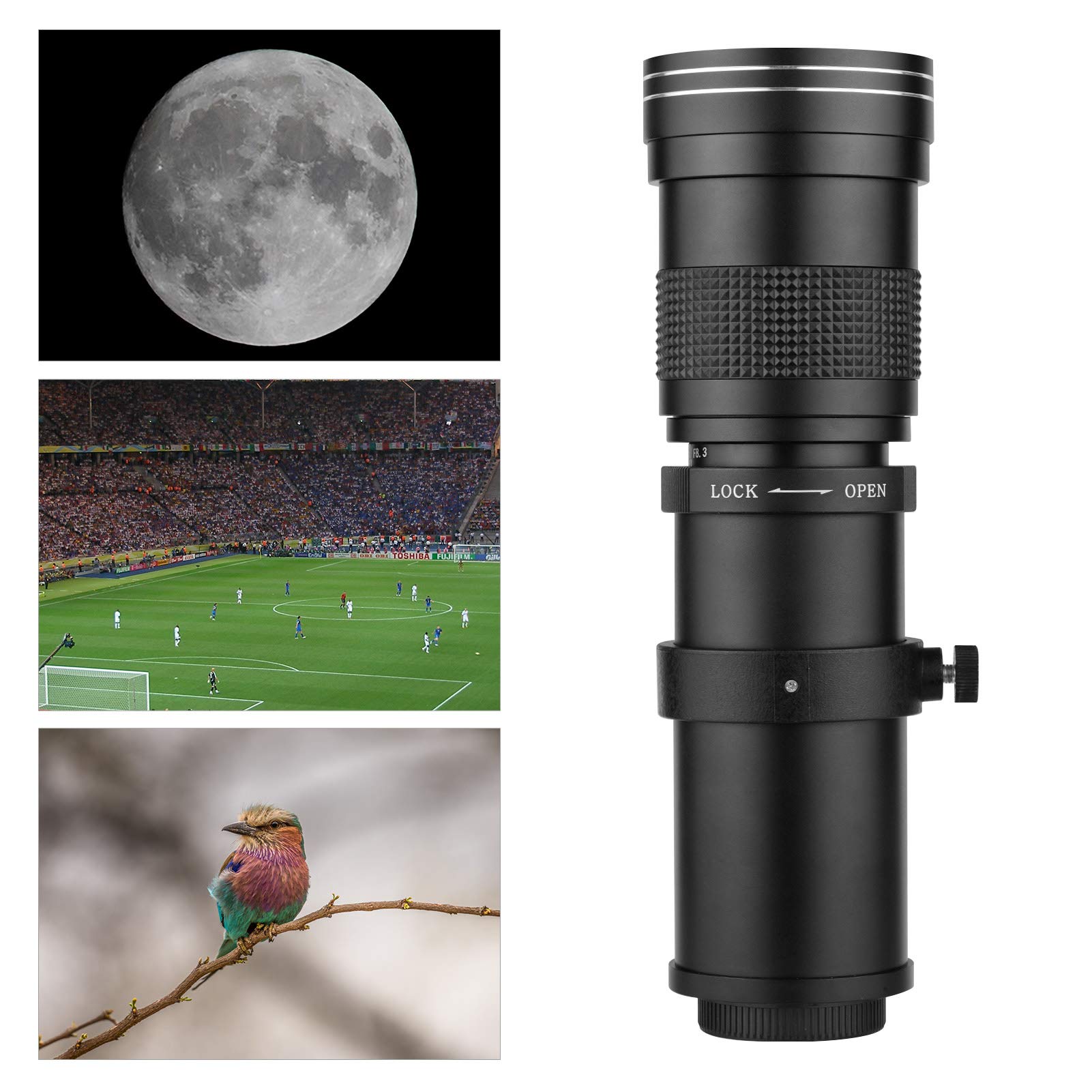 420-800mm Super Telephoto Zoom Lens for Sony NEX E-Mount Cameras | F/8.3-16 Aperture | T2 Mount Compatible with DSLR/SLR | Black | Perfect for Wildlife, Sports & Long-Distance Photography