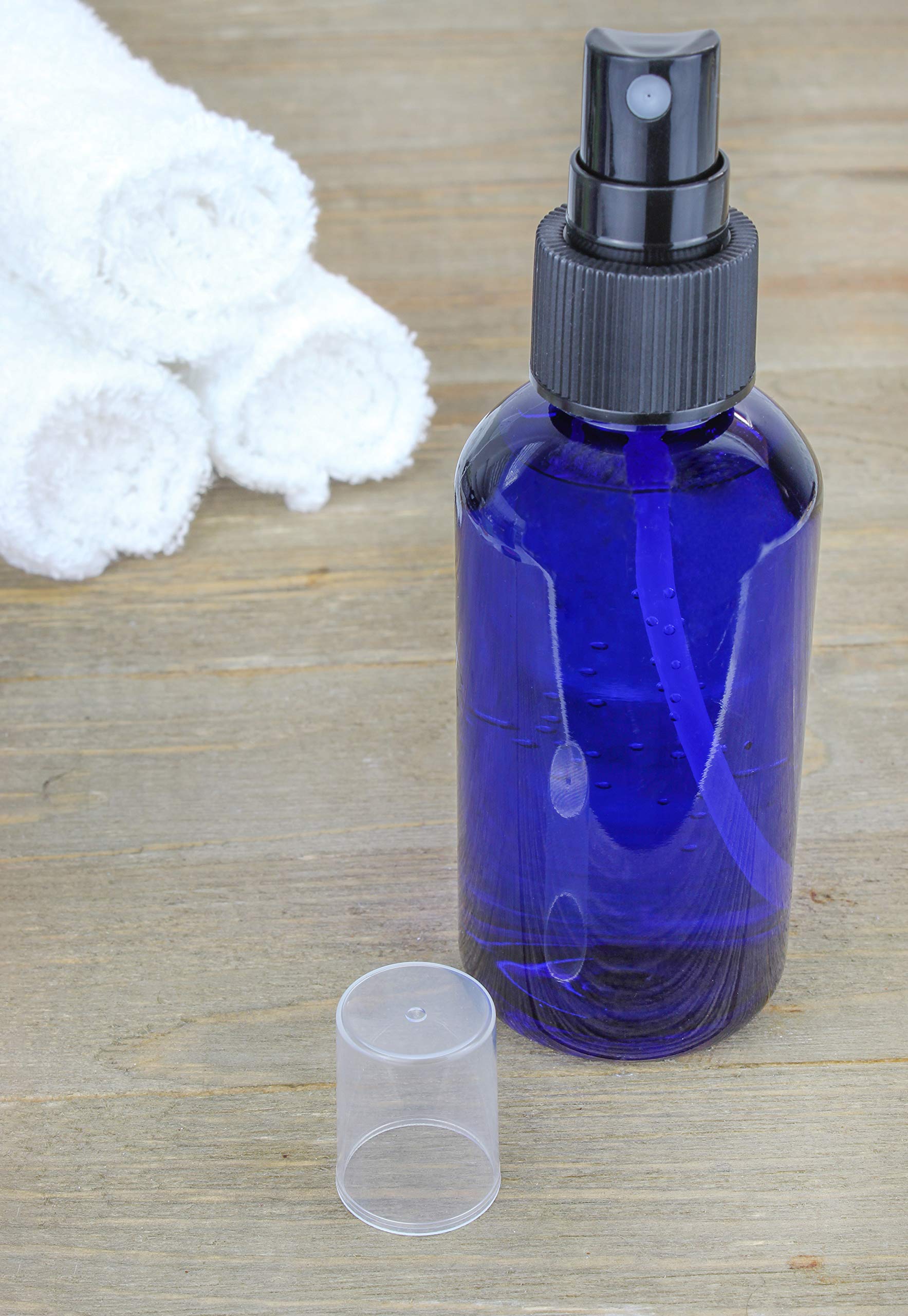 Cornucopia 12-Pack 4oz Blue Plastic Fine Mist Spray Bottles - BPA-Free PET #1 Plastic Spritzer Bottles with Labels Included - Perfect for Hair Styling, Gardening, Cleaning & Travel Essentials