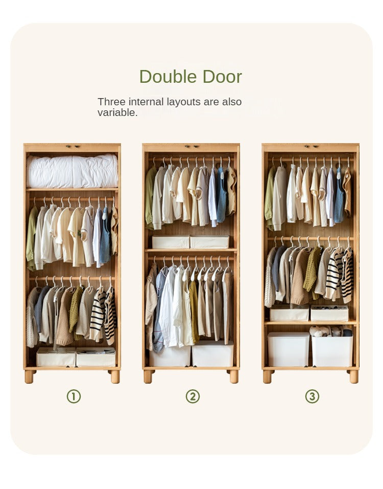 Solid Oak Wood Kids Wardrobe - Durable & Stylish Storage for Bedroom, Nursery, or Playroom Organization