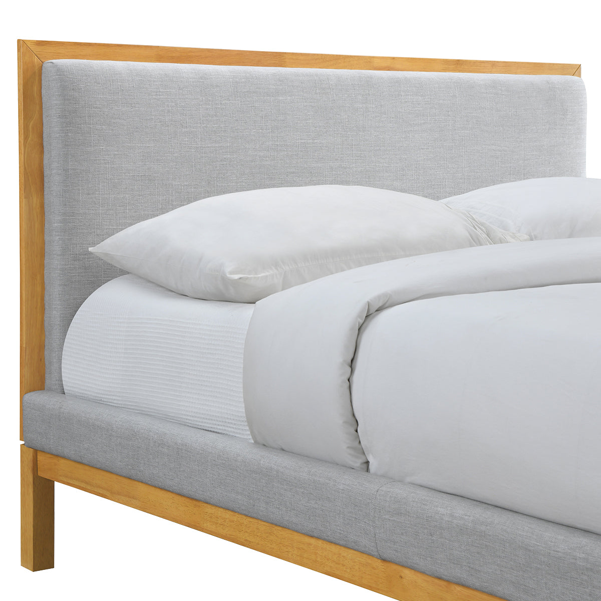 Amelia Queen Size Bed Frame - Solid Oak Wood with Light Grey Finish - Perfect for Modern Bedrooms and Guest Rooms