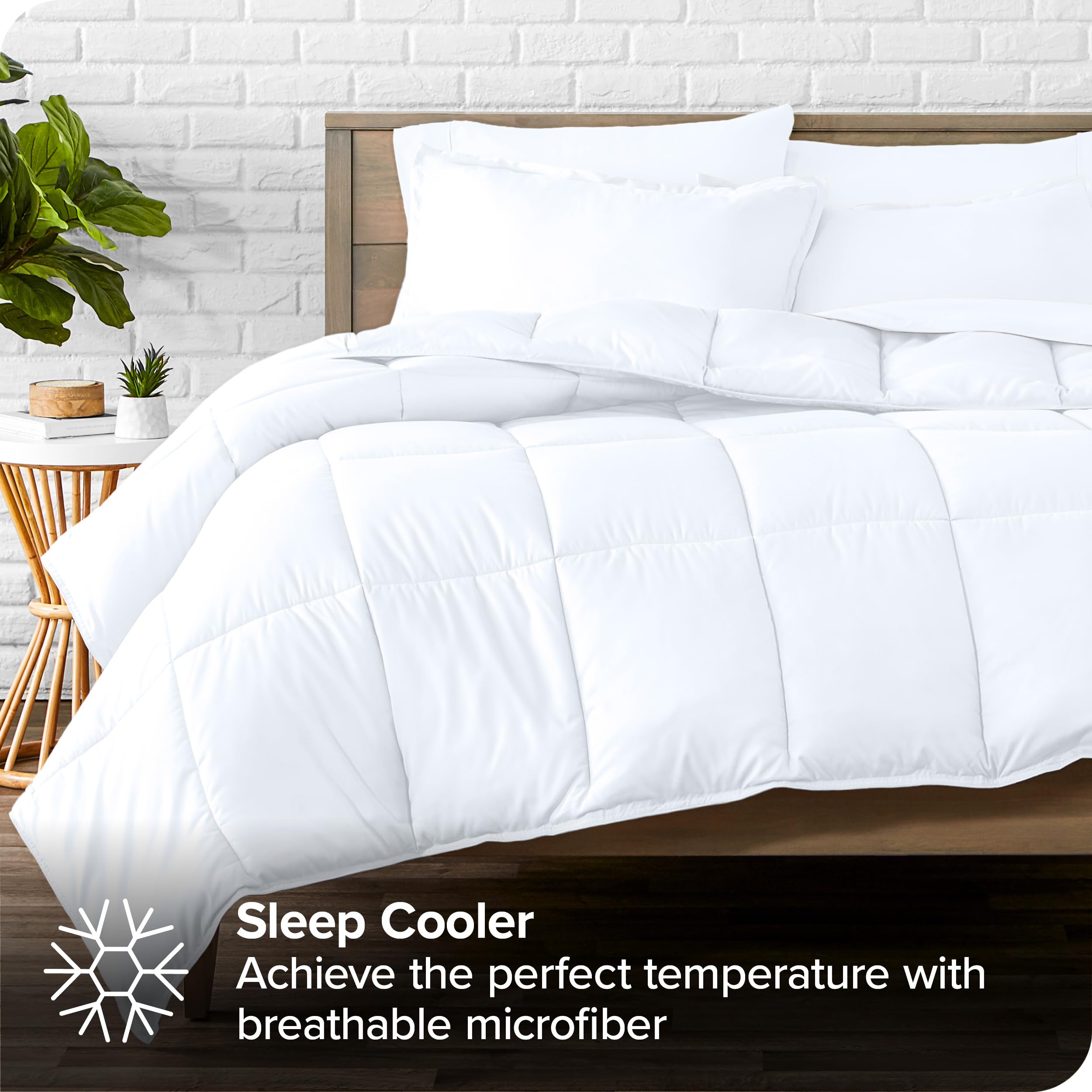 Bare Home 7-Piece Bed-in-A-Bag Comforter Set with Sheets - Full Size, White - Ultra Soft 1800 Premium Goose Down Alternative Bedding - Perfect for Guest Rooms, Master Bedrooms & Cozy Home Decor