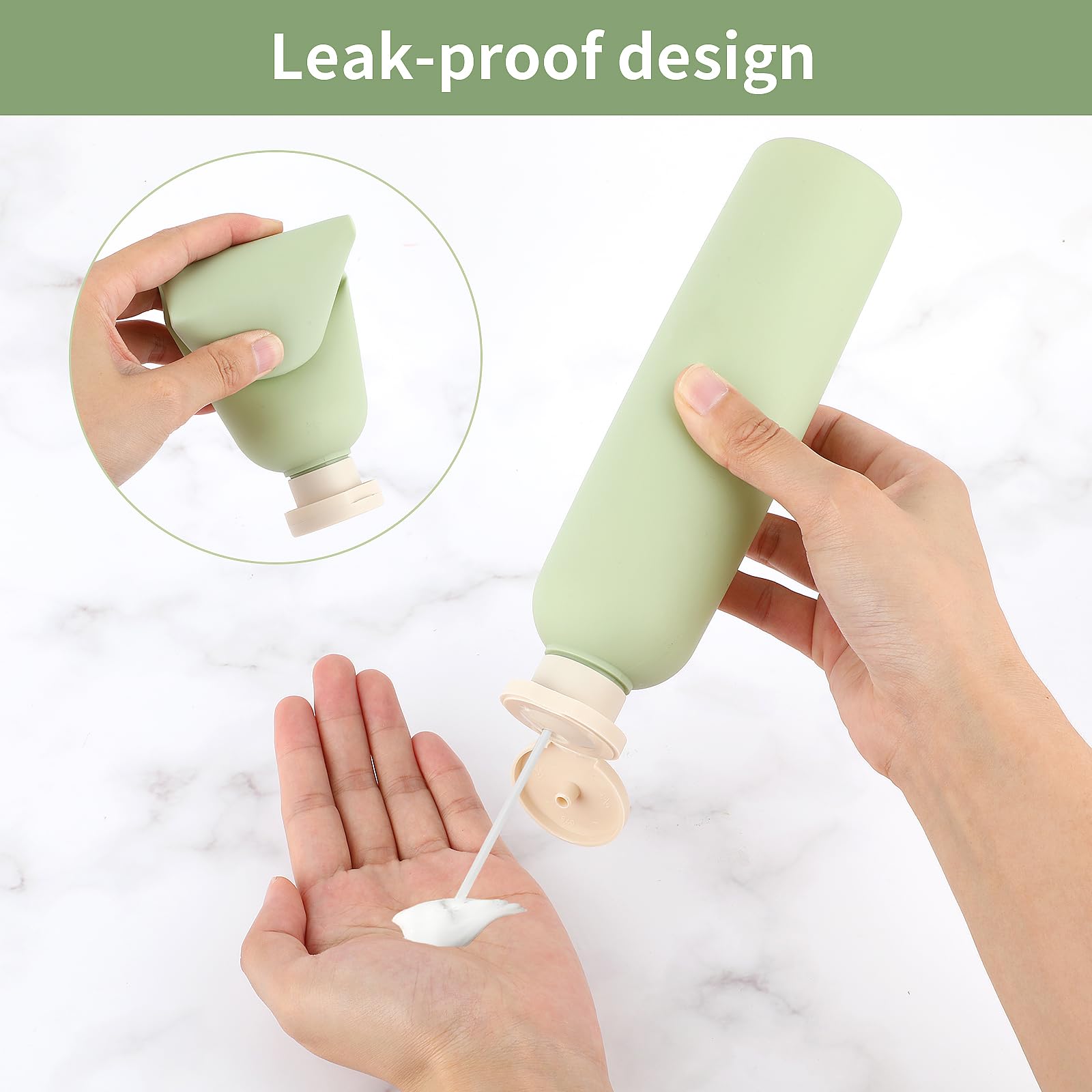 WLLHYF 2 Pack Refillable Squeeze Bottles (260ml) - Leak-Proof Travel Containers for Shampoo, Lotion & Creams | BPA-Free Plastic with Flip Top Cap | Perfect for Toiletries, Gym & Air Travel (Green & Blue)