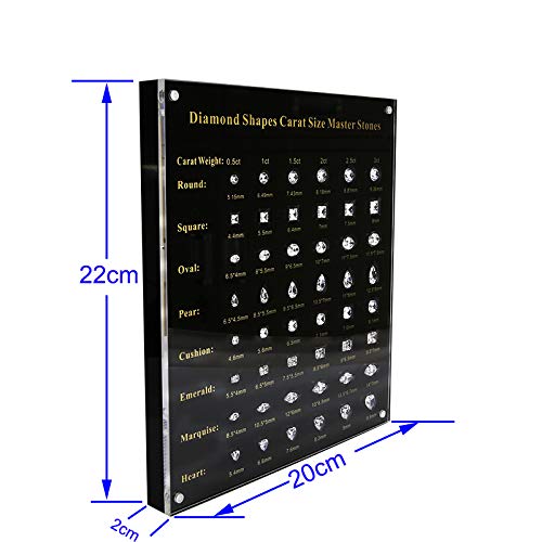 0.5-3 Carat Cubic Zirconia Diamond Size Master Stones Set - Diamond Shape & Carat Tester Tools for Jewelry Making, Gemstone Identification & Engagement Ring Sizing
