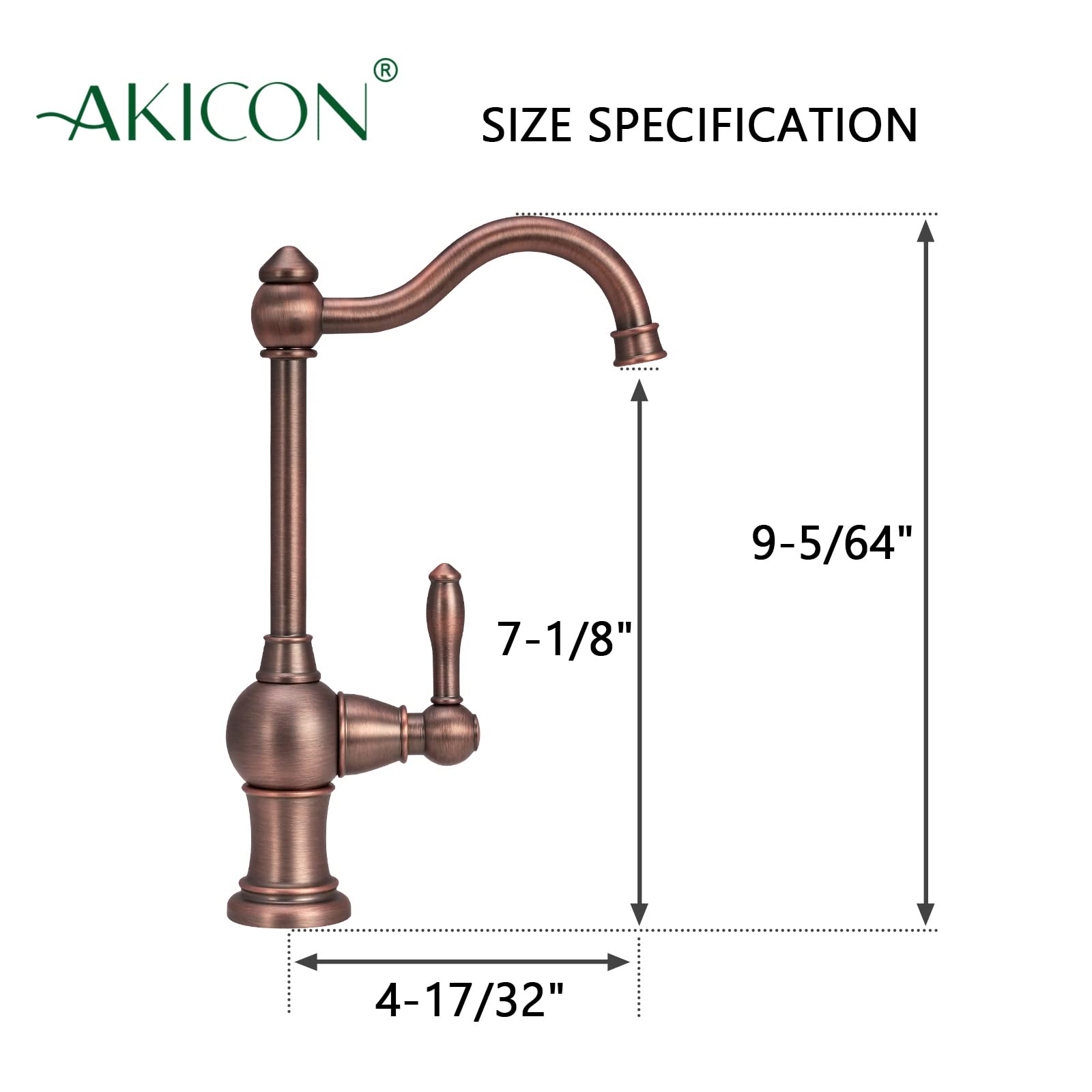Akicon One-Handle Drinking Water Filter Faucet Purifier, Cold Water (American Bronze) for Kitchen and Home Use
