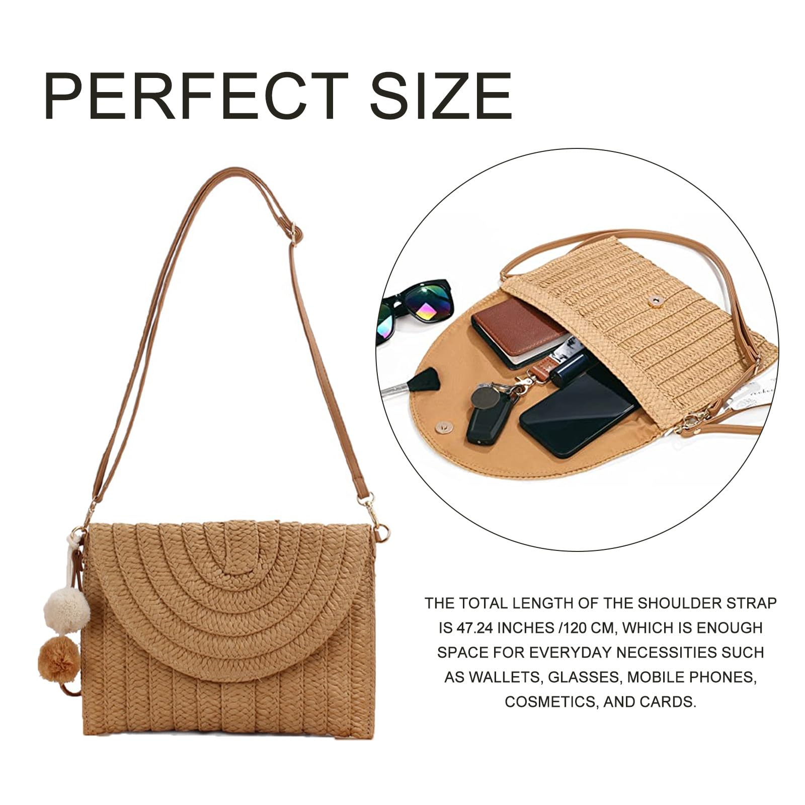 Women's Woven Straw Tote Bag with Magnetic Buckle - Handmade Beach Bag for Travel, Summer Vacation & Party Essentials | Perfect for Beach Outings, Picnics & Shopping
