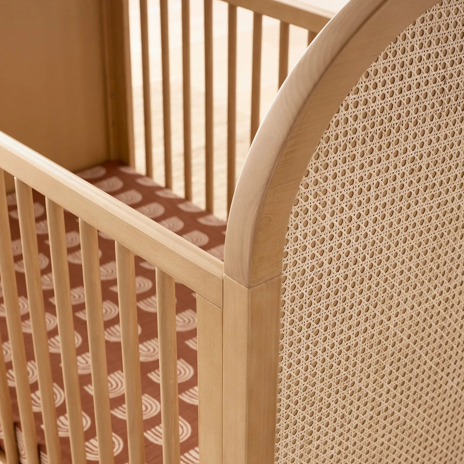 Bondi Cane 3-in-1 Convertible Baby Crib with Toddler Bed Rail & Changing Table - Modern Nursery Furniture for Newborns to Toddlers - Perfect for Small Spaces & Room Sharing