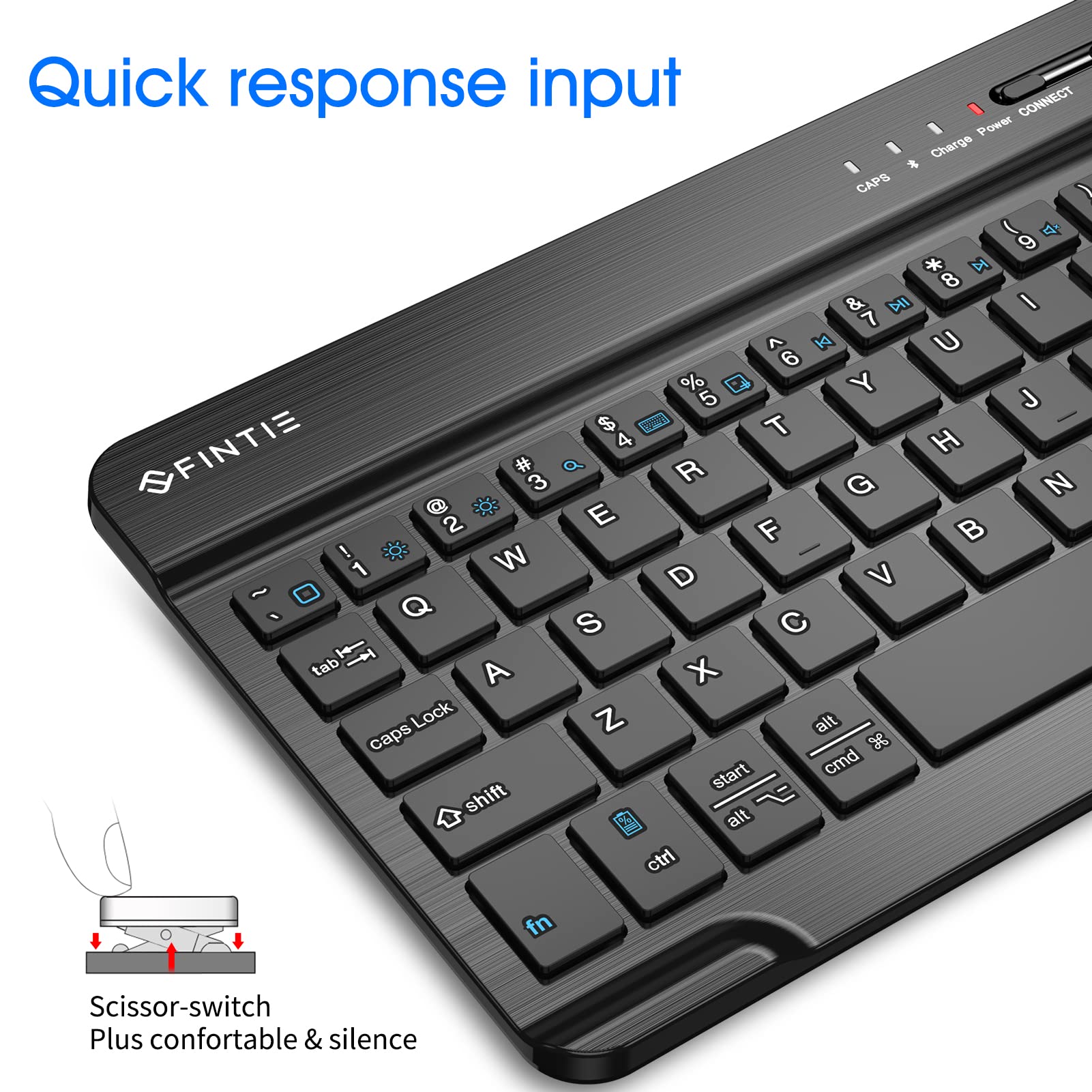 Fintie 8-Inch Ultrathin Wireless Bluetooth Keyboard - Compatible with iPad, Samsung Tablet, iPhone, Android Devices - Perfect for Work, Study & Travel (Black)