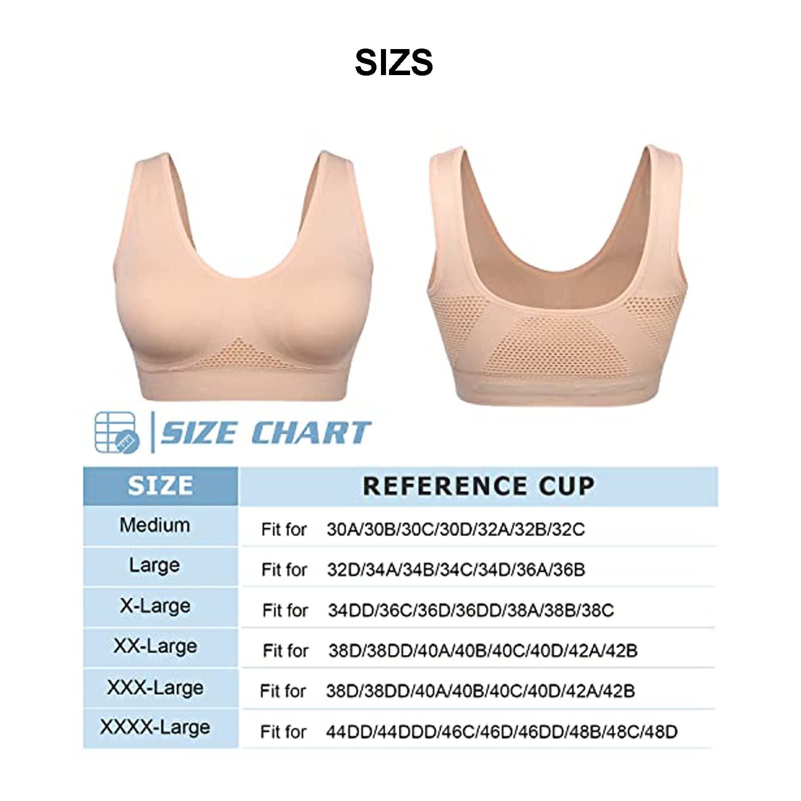 XIRUJNFD Women's Seamless Air Permeable Cooling Comfort Bra - Wirefree Sports Bra for Yoga, Sleep & Everyday Wear - Breathable & Supportive for Active Lifestyles
