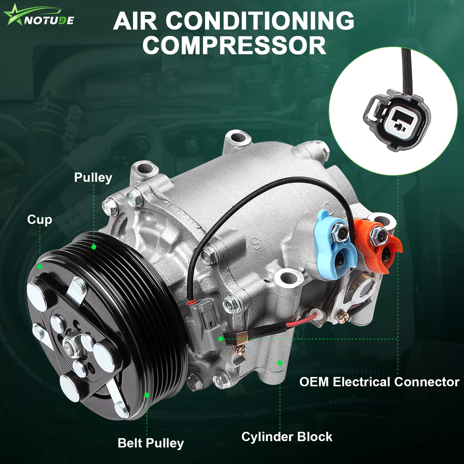 2002-2005 Honda Civic AC Compressor with Clutch - Replacement 4914 Air Conditioning Compressor for Cooling System Repair | Perfect for Summer Driving & DIY Auto Maintenance