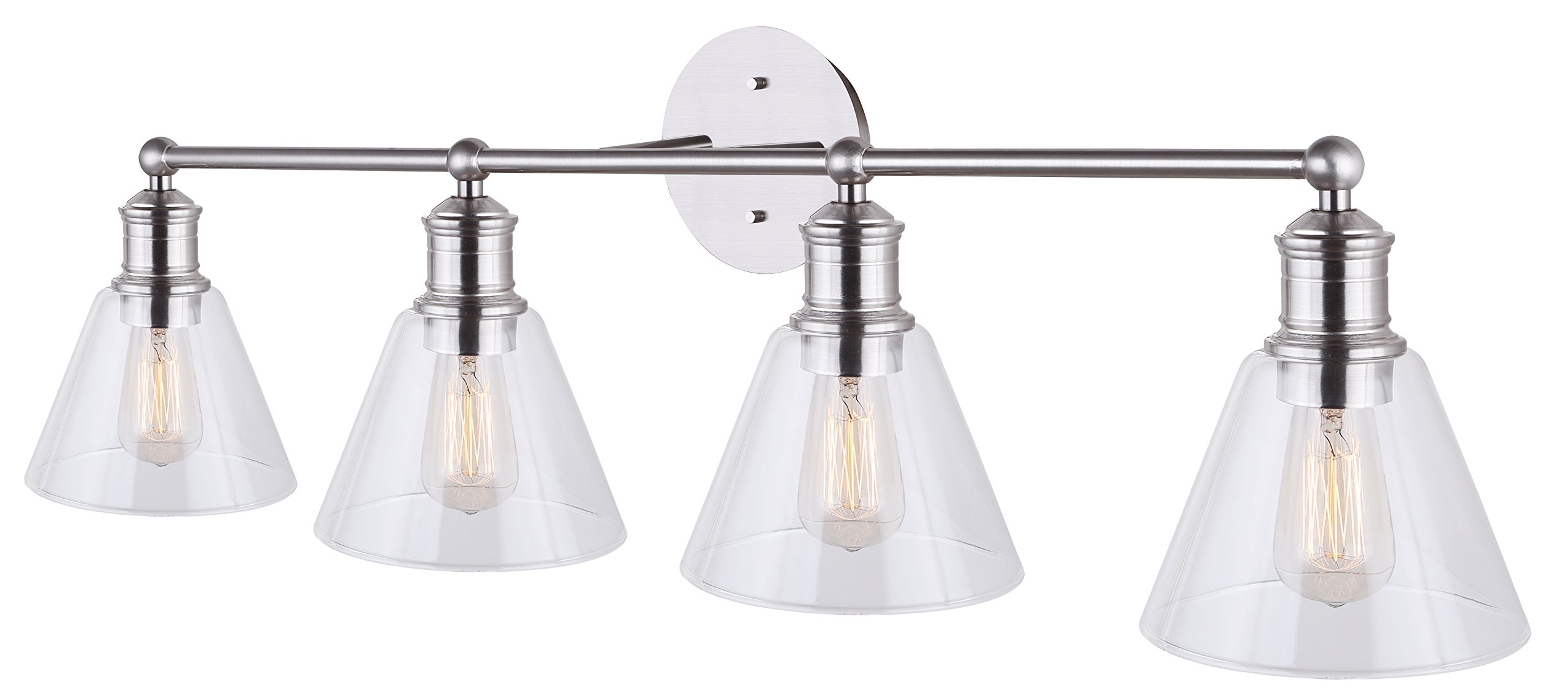 CANARM IVL628A04BN LTD Larken 4-Light Bathroom Vanity Light Fixture, Brushed Nickel Finish with Clear Glass Shades - Perfect for Bathroom, Powder Room, and Dressing Room Lighting
