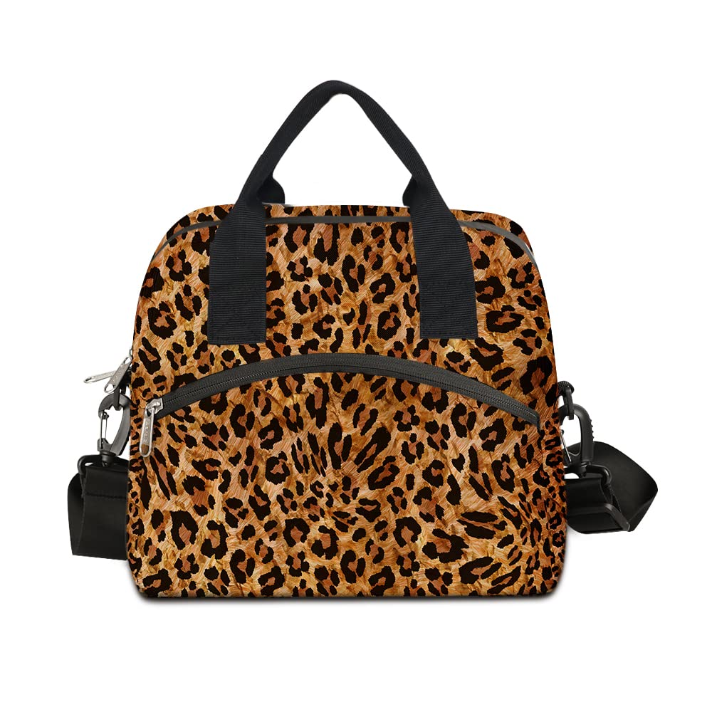 Leopard Print Insulated Lunch Bag for Women & Men - Cheetah Print Cooler Tote for School, Work & Picnic - Freezable Lunch Box Organizer for Kids - Stylish Animal Print Lunch Bag for Office, Beach & Outdoor Activities