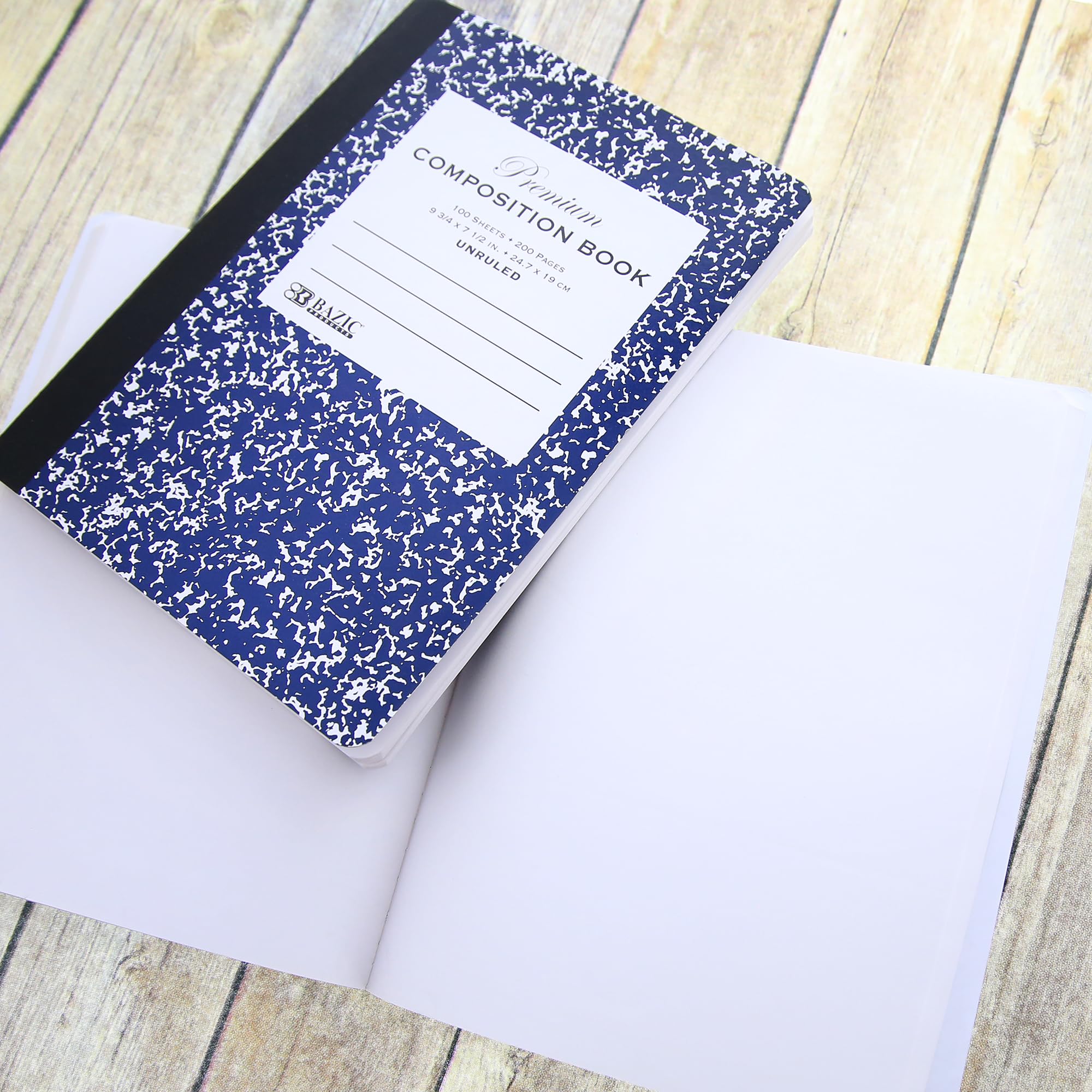 BAZIC 100-Sheet Composition Notebook, Blue Marble Design - College Ruled & Blank Page Journals for School, Office & Note Taking (48-Pack) - Perfect for Students, Writers & Professionals