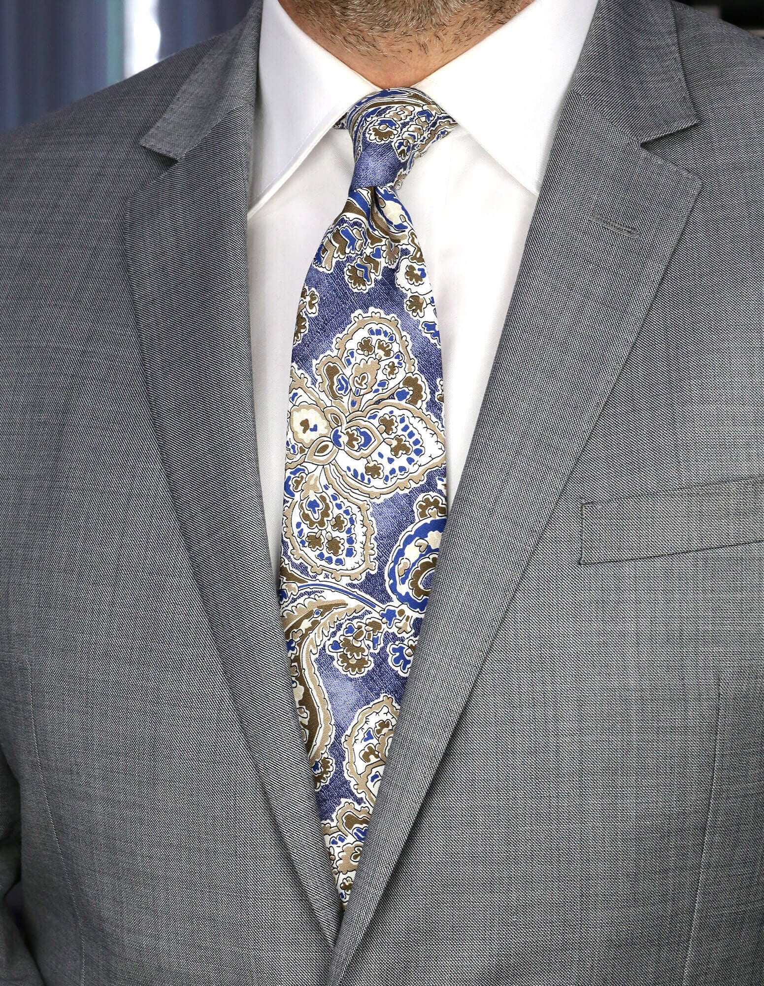 DÉCLIC Lucca Paisley Tie for Men - Navy Blue Silk Necktie - Perfect for Weddings, Business Meetings & Formal Occasions