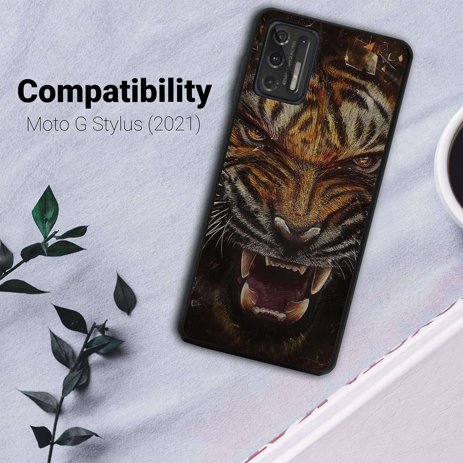 Premium TPU Case for Motorola Moto G Stylus 2021 - Slim Flexible Protective Cover with Gel Flex Technology (Fierce Tiger Design) - Perfect for Daily Use, Work & Travel Protection