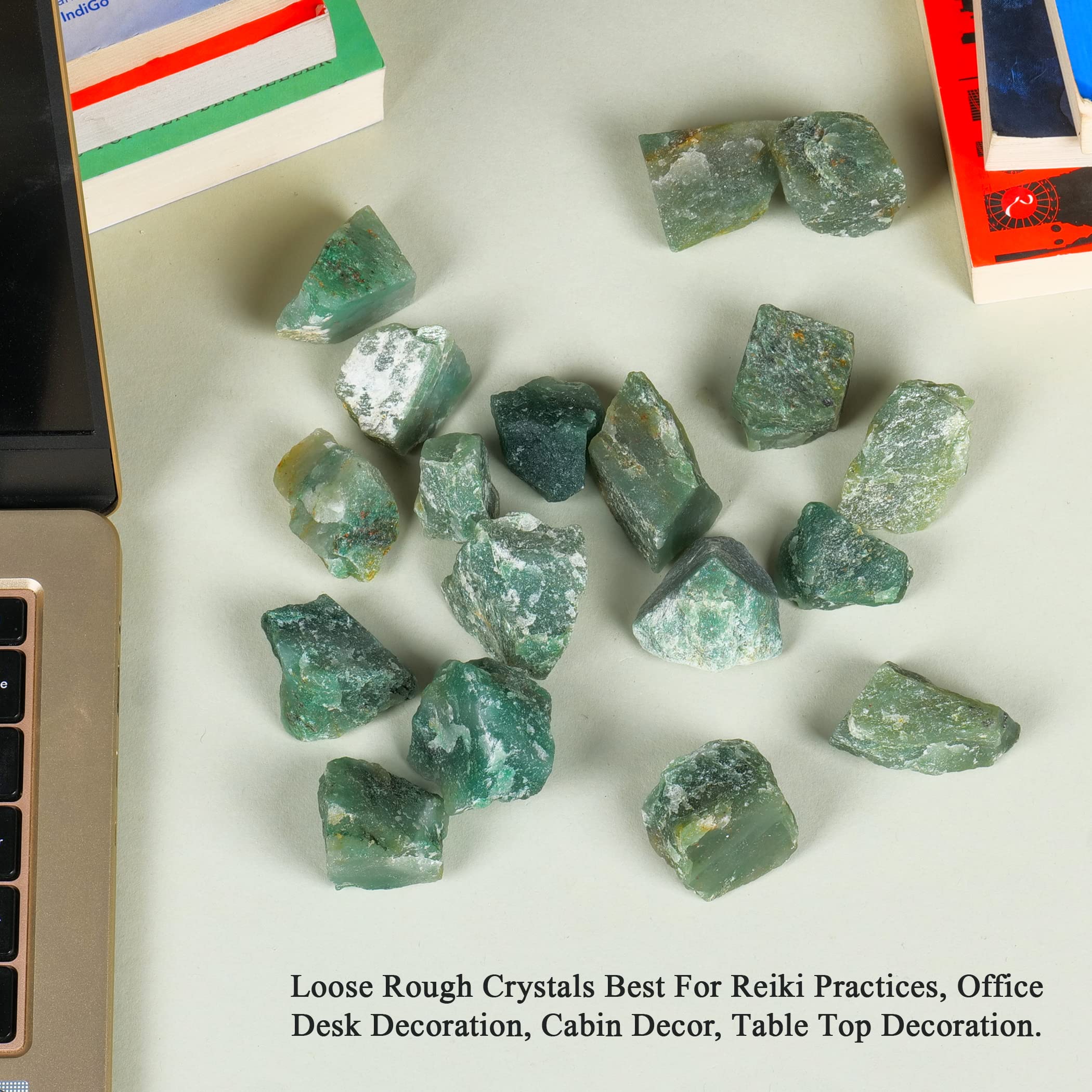 FASHIONZAADI Raw Jade Stone & Assorted Crystals - Real Rough Gemstones for Rock Tumbling, Reiki Healing, House Decor, Meditation & Jewelry Making