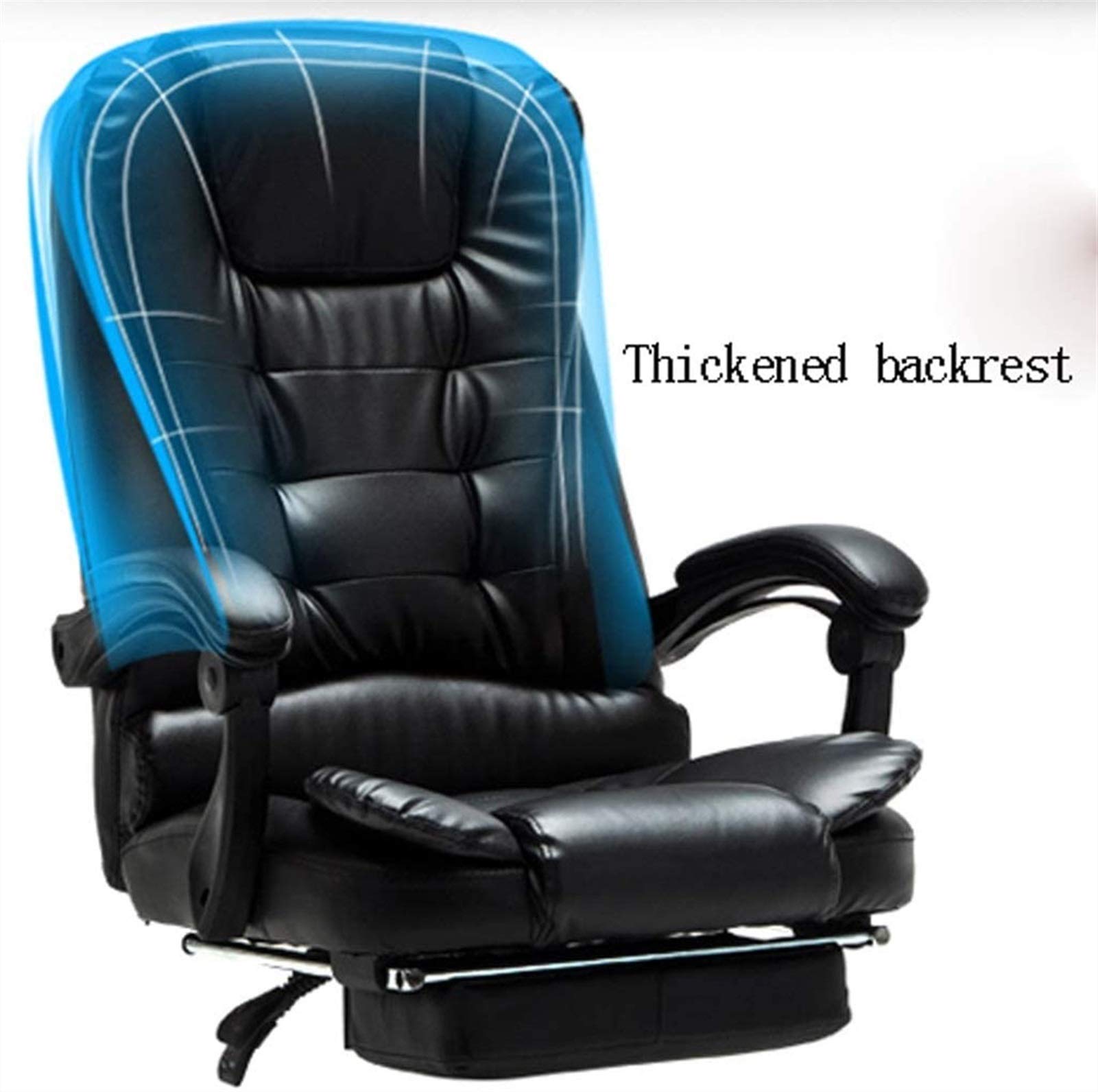 Ergonomic Office Chair - Black Leather Executive Reclining Boss Chair with Manual Recline, Swivel & Wheels for Adults - Perfect for Home Office, Corporate Workspace & Gaming Setup
